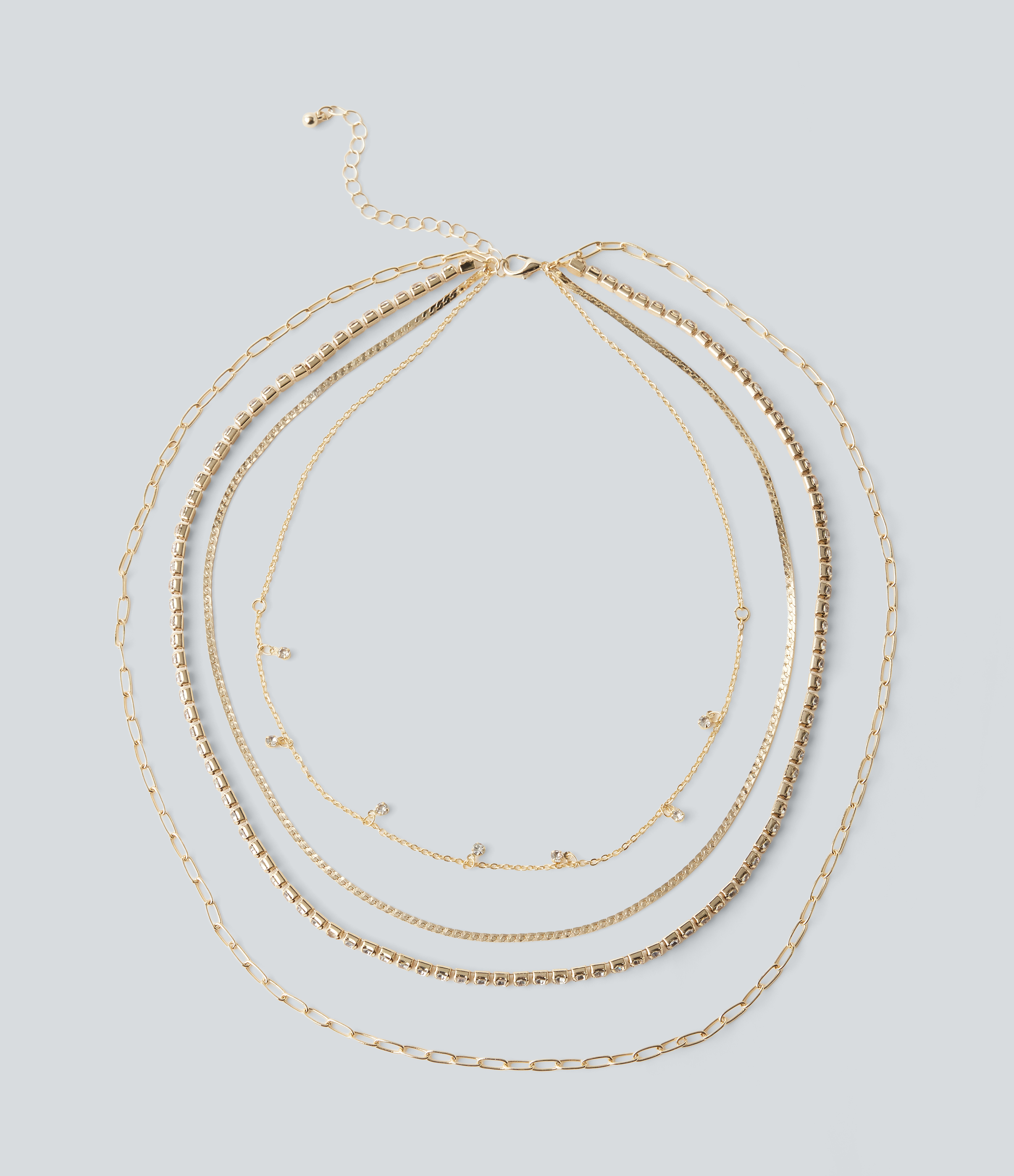 Rhinestones Chain Necklace Set