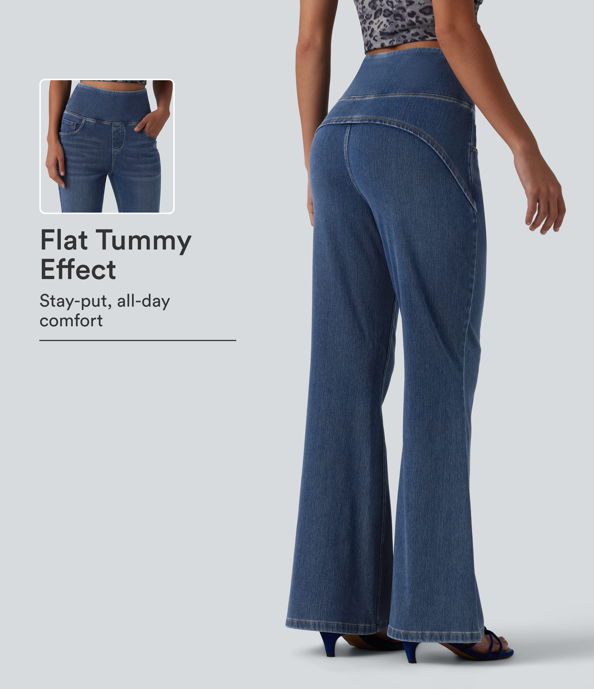 Halara Flex™ High Waisted Tummy Control Flare Casual Jeans with Pockets