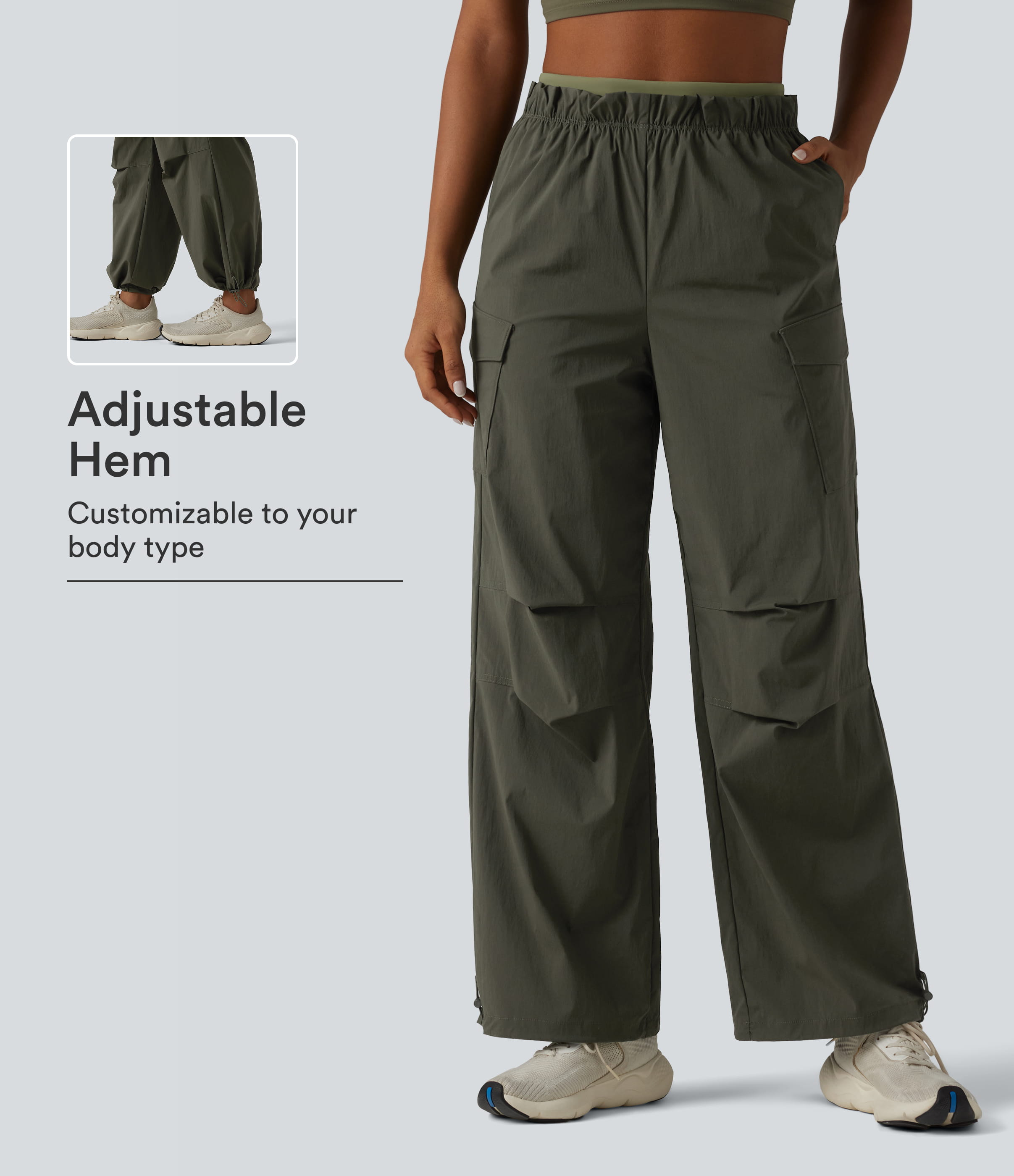 High Waisted Baggy Hiking Cargo Joggers with Pockets
