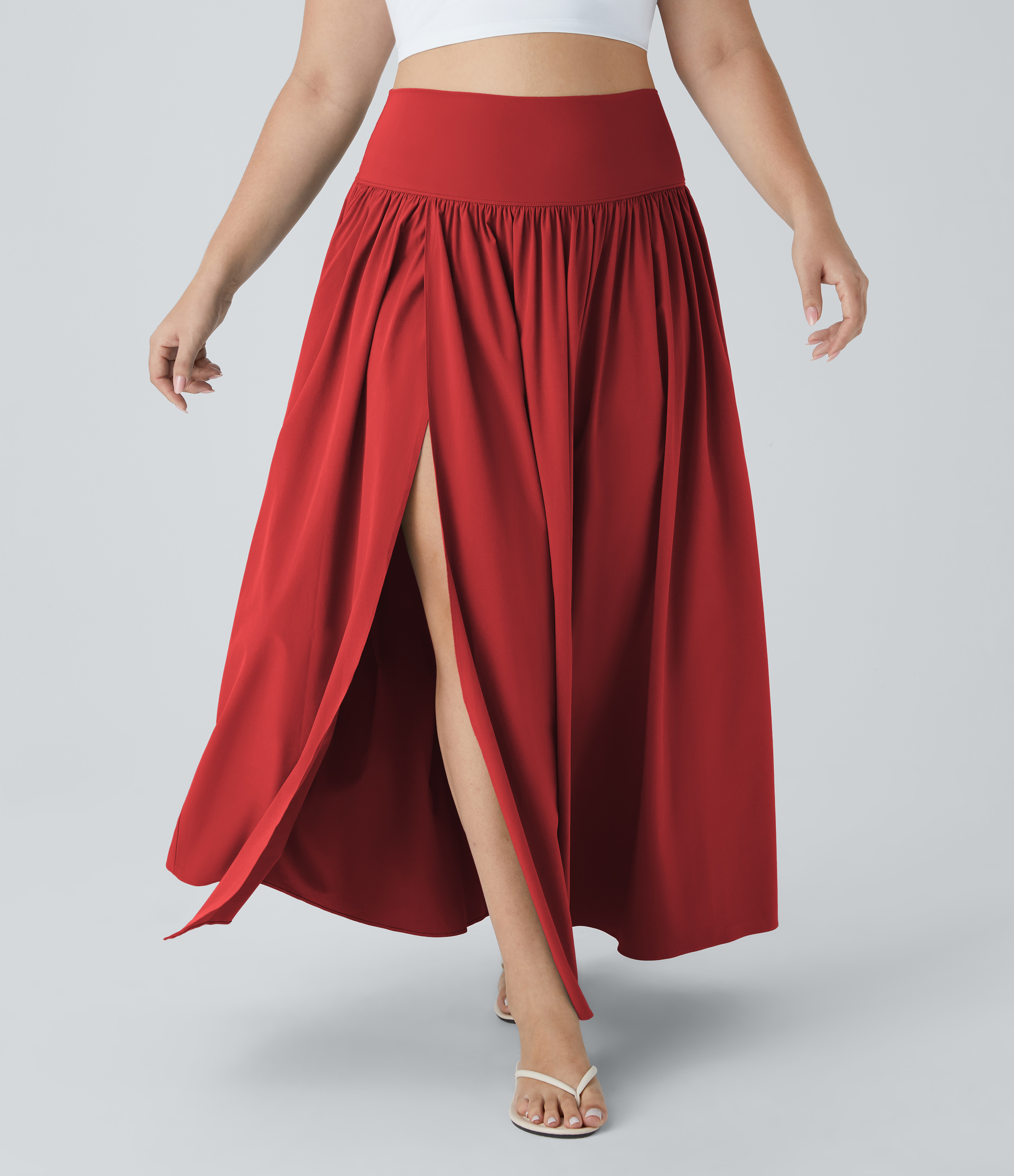 Breezeful™ High Waisted 2-in-1 Flowy Quick Dry Maxi Casual Plus Size Skirt