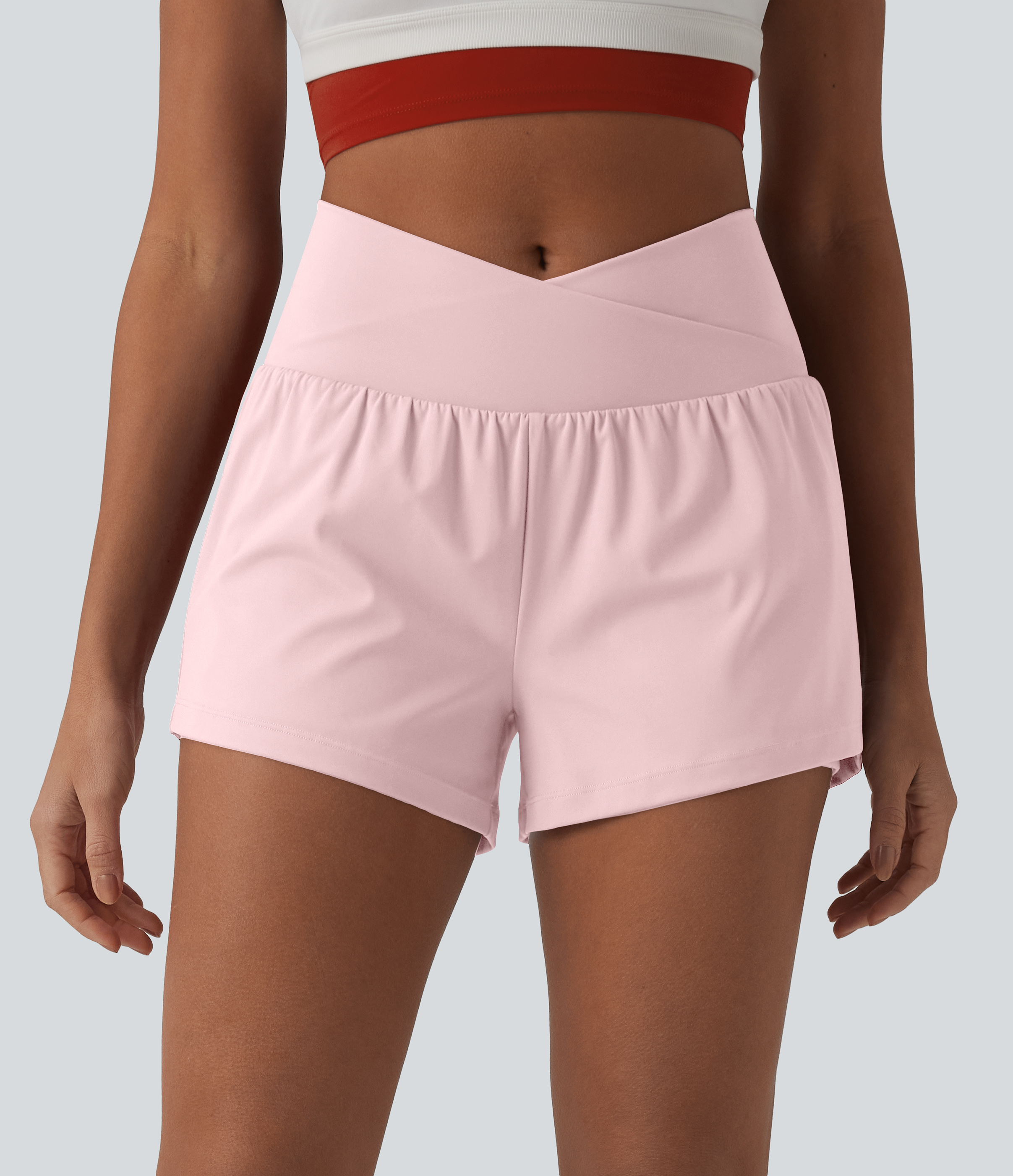 SoftlyZero™ Airy Crossover Yogashorts mit hoher Taille, 2-in-1, kühlende Oberfläche und Taschen