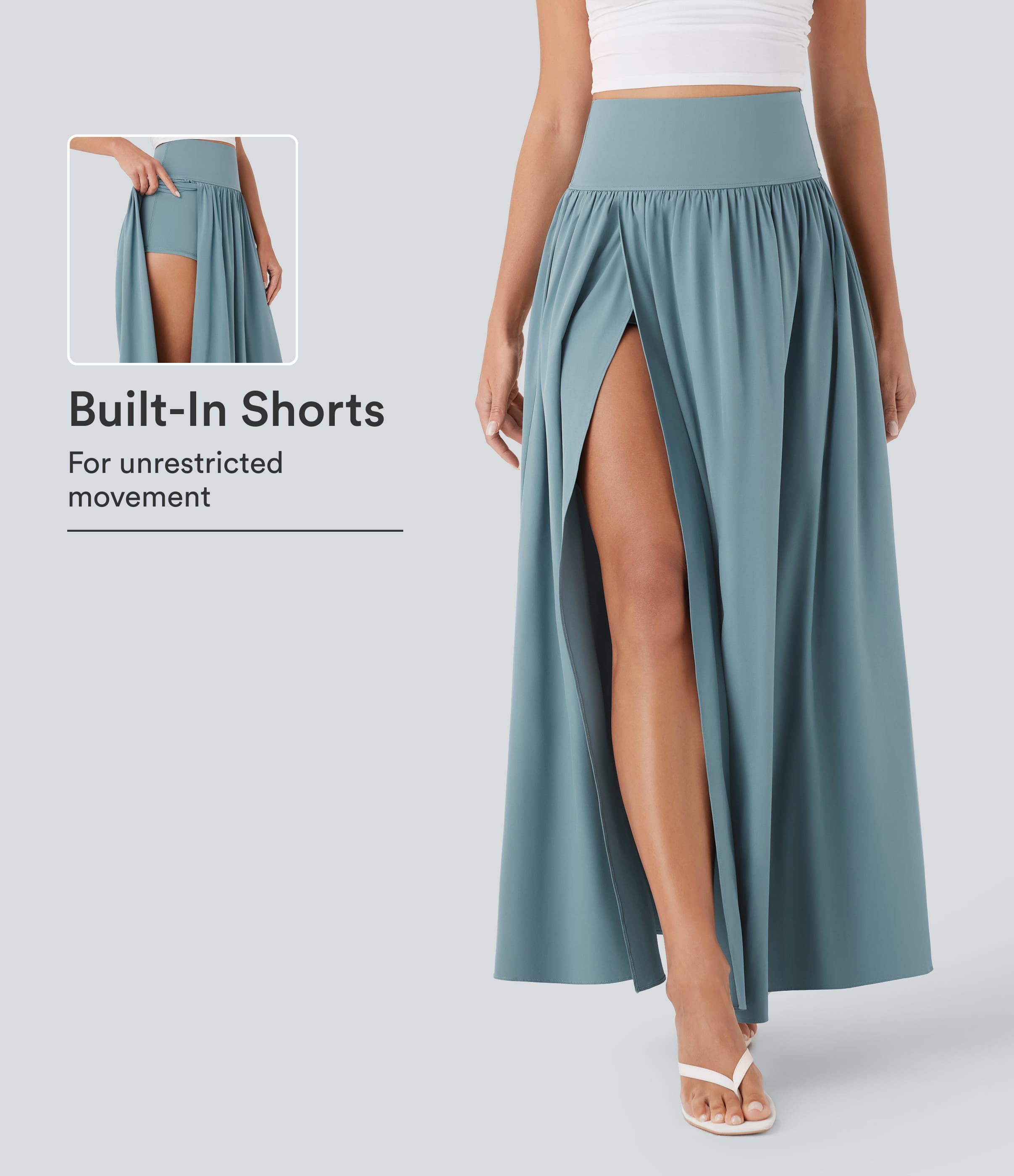 Breezeful™ High Waisted Tummy Control 2-in-1 Flowy Quick Dry Maxi Skirt