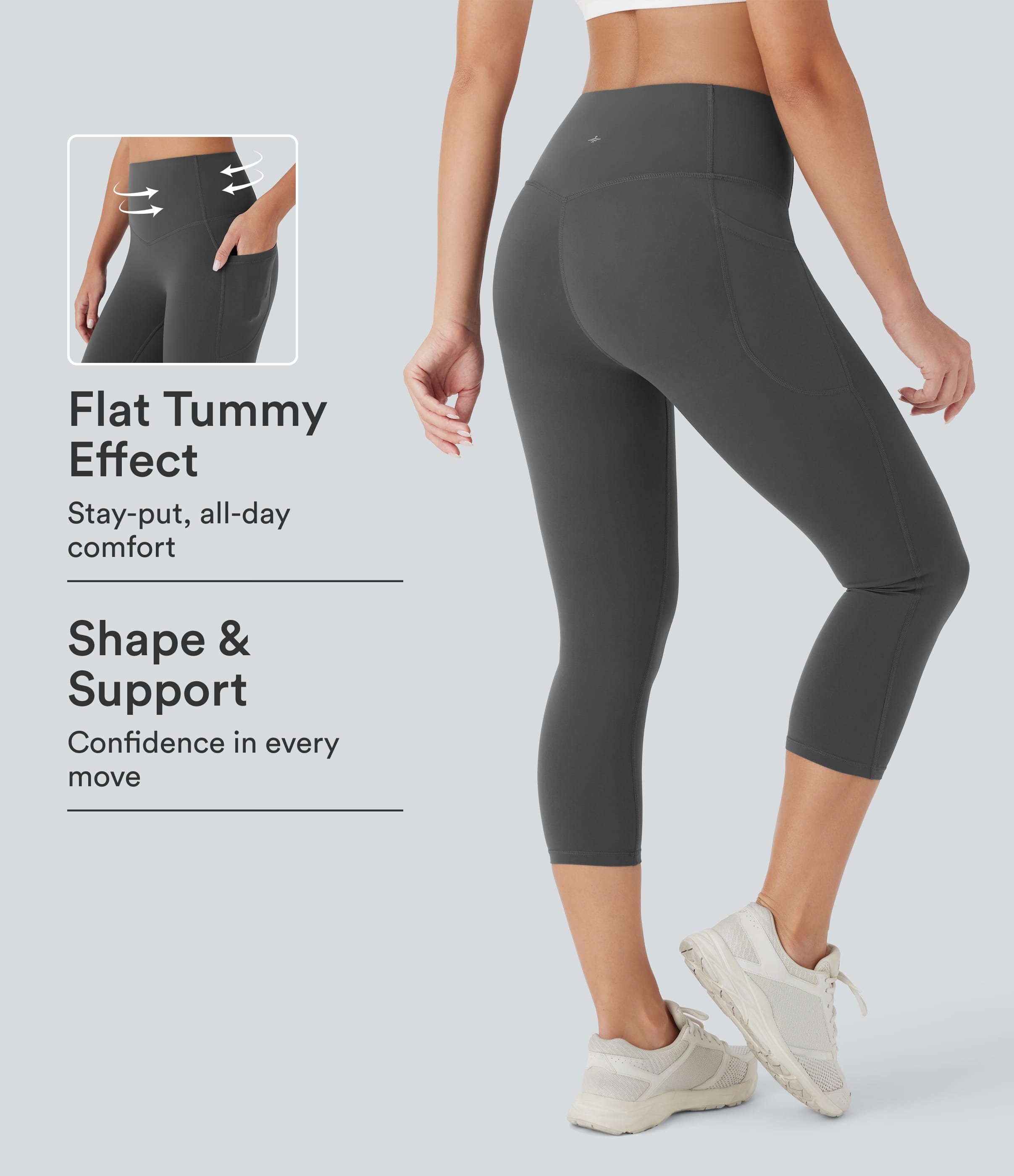 Halara UltraSculpt™ High Waisted Butt Lifting Tummy Control Pocket Shaping Capri Training Leggings