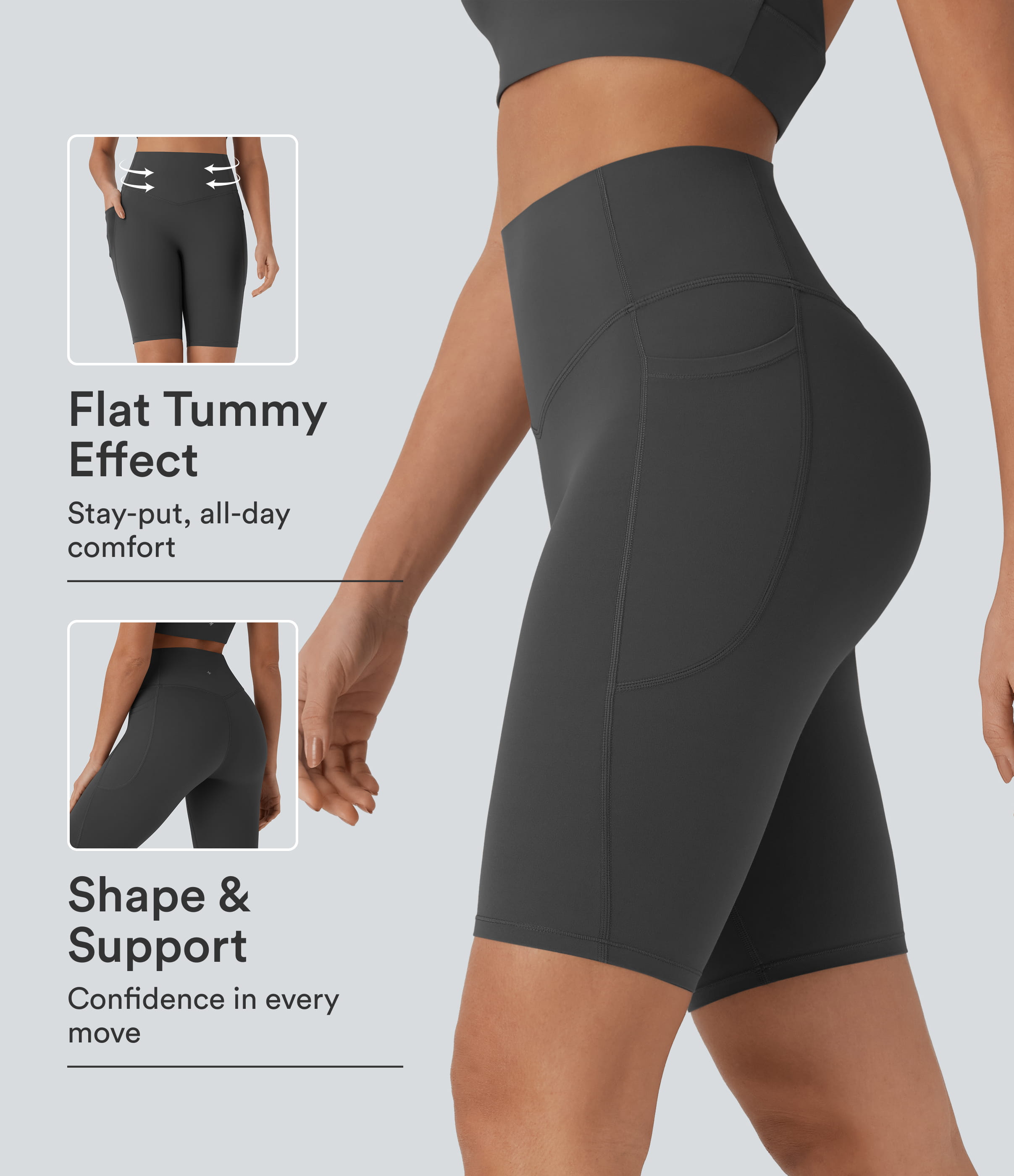 Halara UltraSculpt™ High Waisted Tummy Control Pocket Shaping Training Biker Shorts 9''