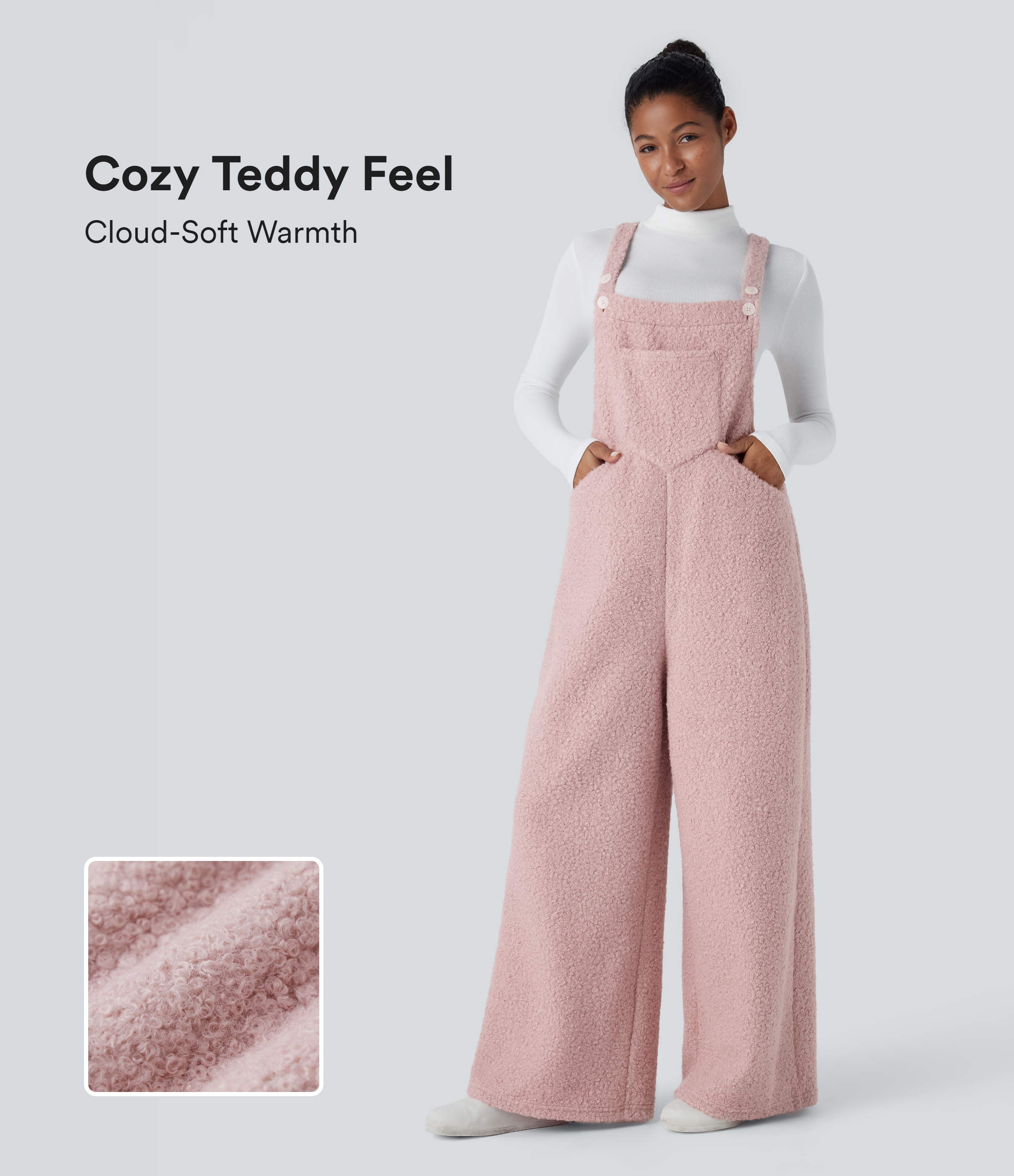 Pockets Casual Teddy Women Overalls