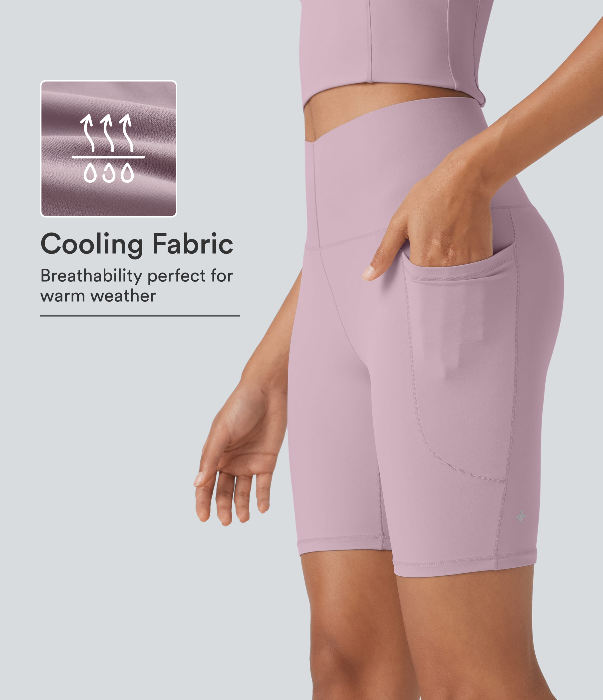 Halara UltraSculpt™ Cool Quick Dry High Waisted Tummy Control Training Biker Shorts 7'' with Pockets-UPF50+