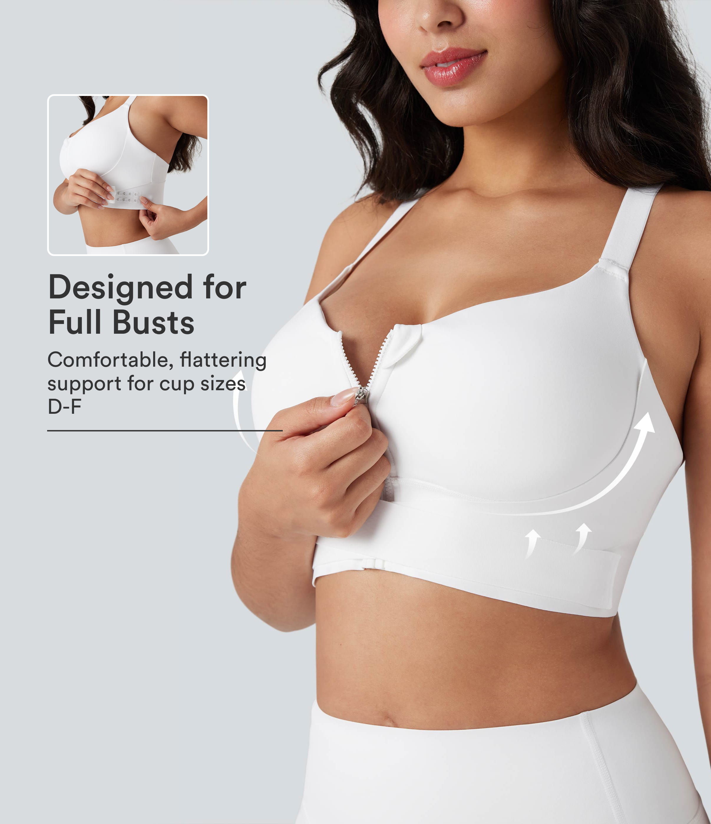 SpeedWave™ Medium Support Push Up Zipper Adjustable Buckle Quick Dry Running Sports Bra DD-F Cups