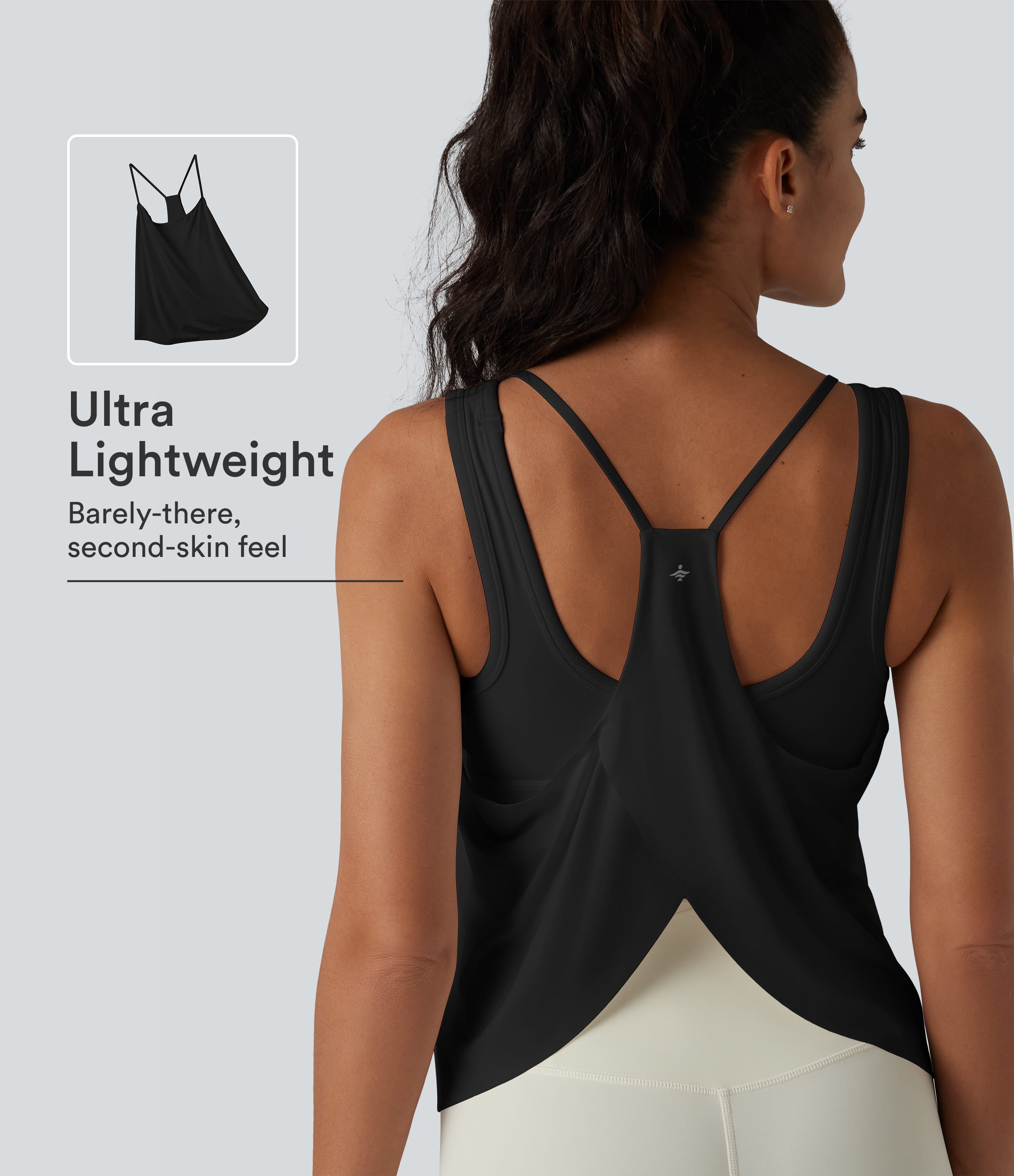U Neck Racerback Curved Hem Cool Touch Yoga Tank Top