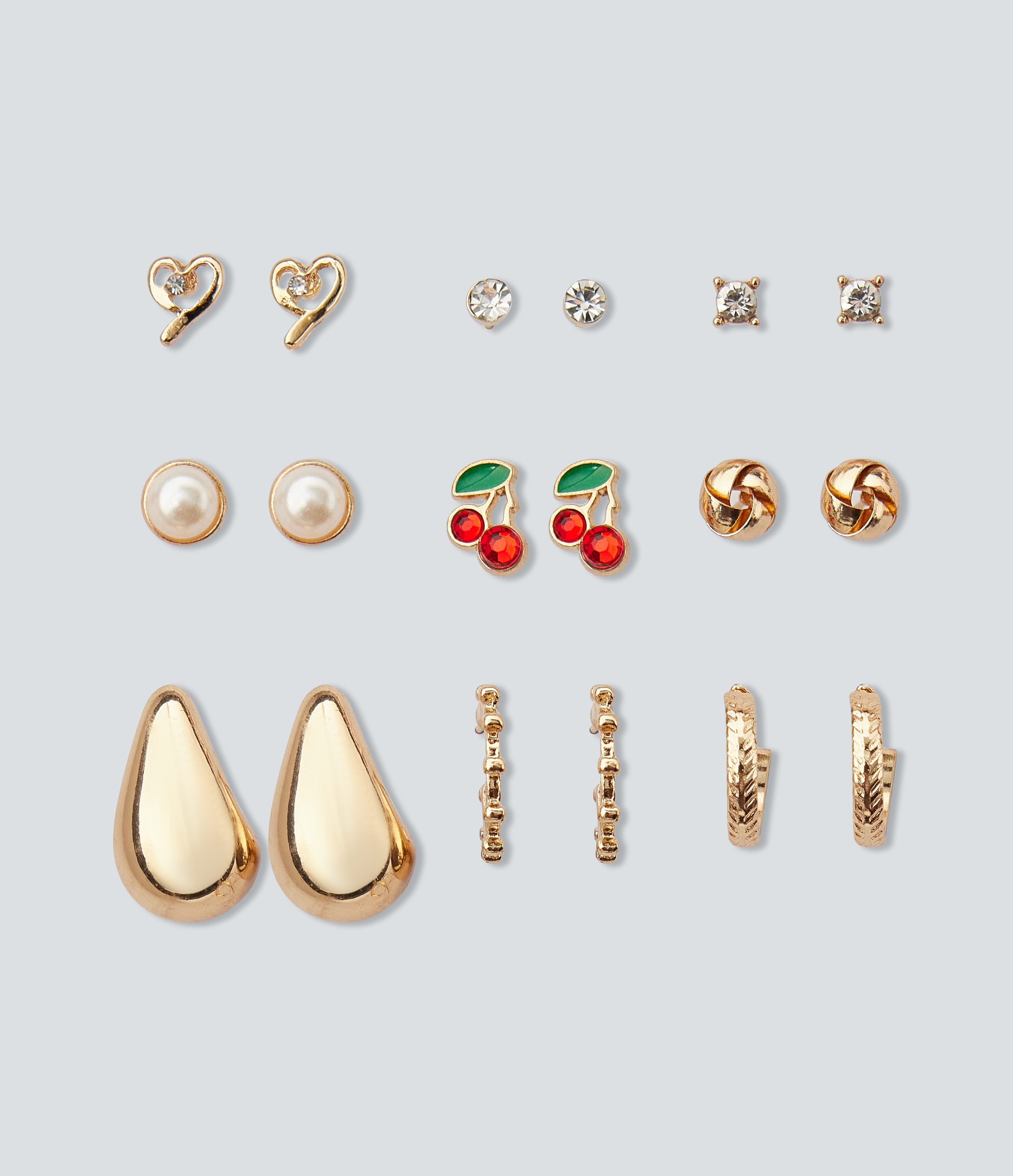 Gold 9 Pairs Earrings Set / 2