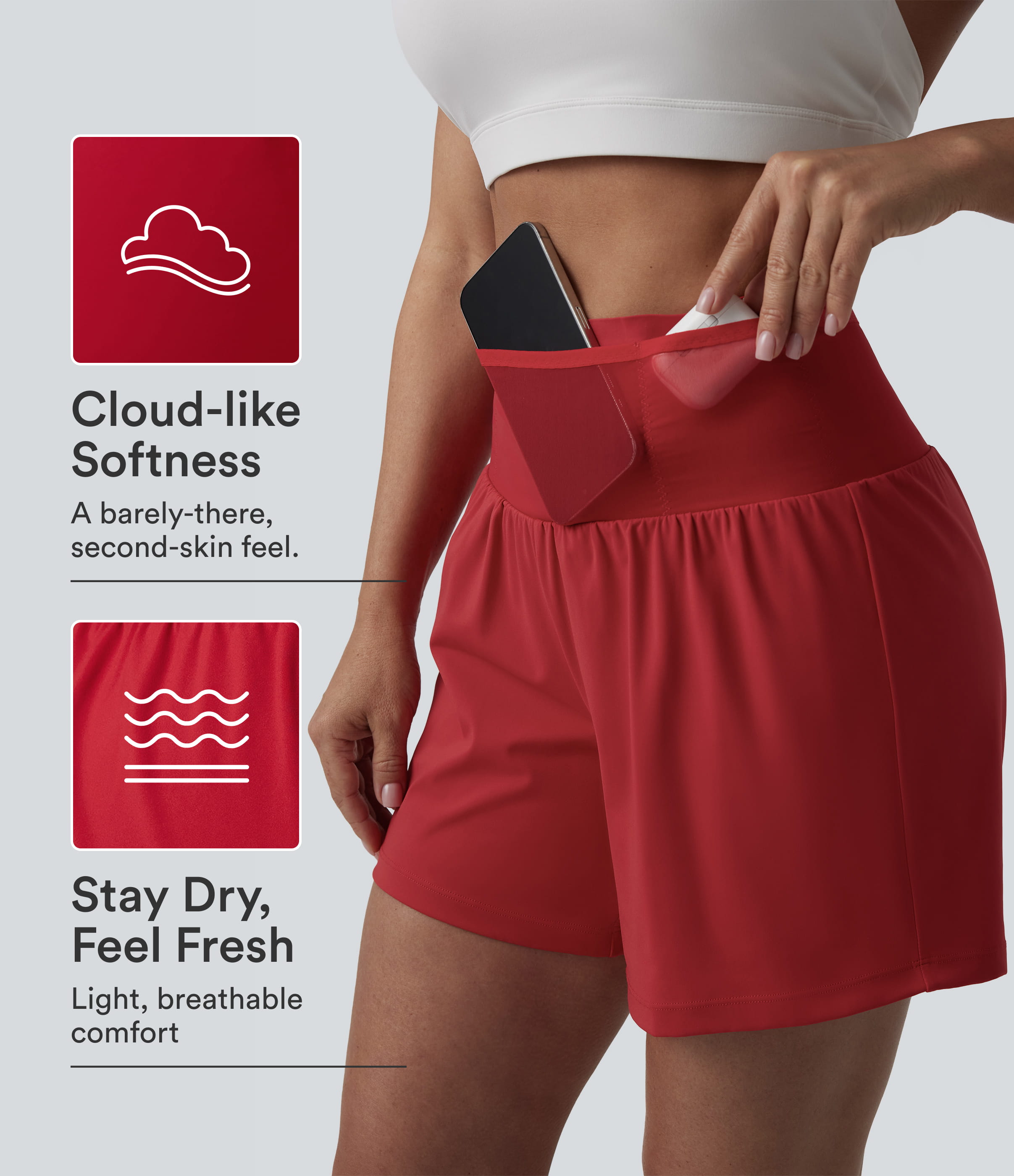 SoftlyZero™ Airy High Waisted Tummy Control 2-in-1 Cool Touch Yoga Shorts with Pockets