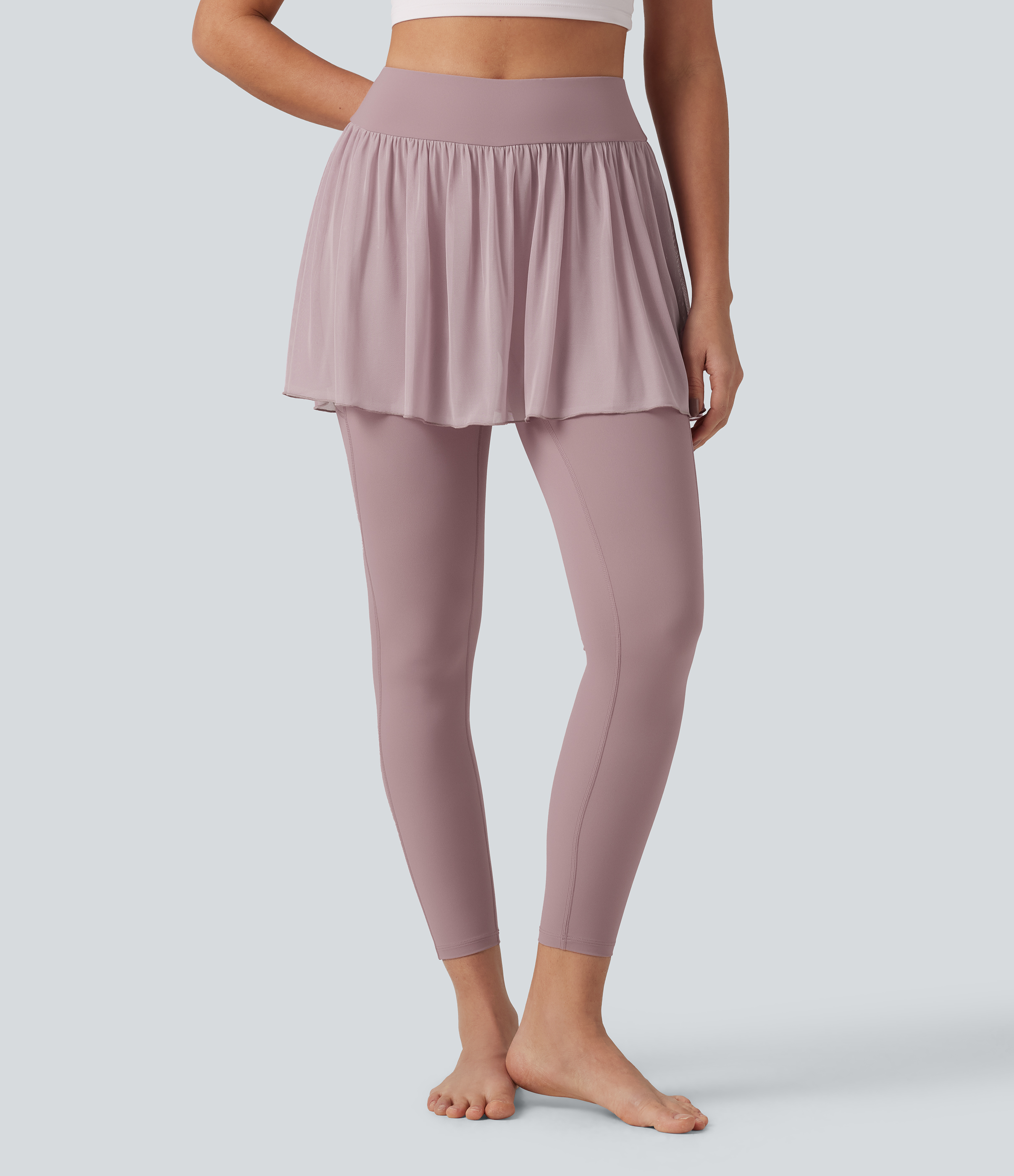 SoftlyZero™ Luftig, Cool‑Touch, mit hohem Bund, kontrastierendes Mesh, 2‑in‑1 Yoga‑Rock‑Leggings mit Taschen - UPF50+