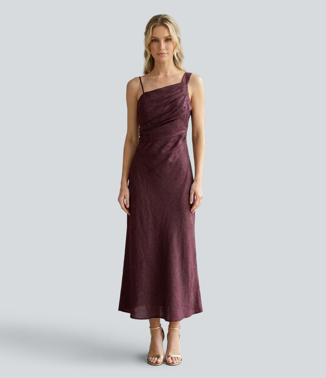 Asymmetric Strap Sleeveless Maxi Dress