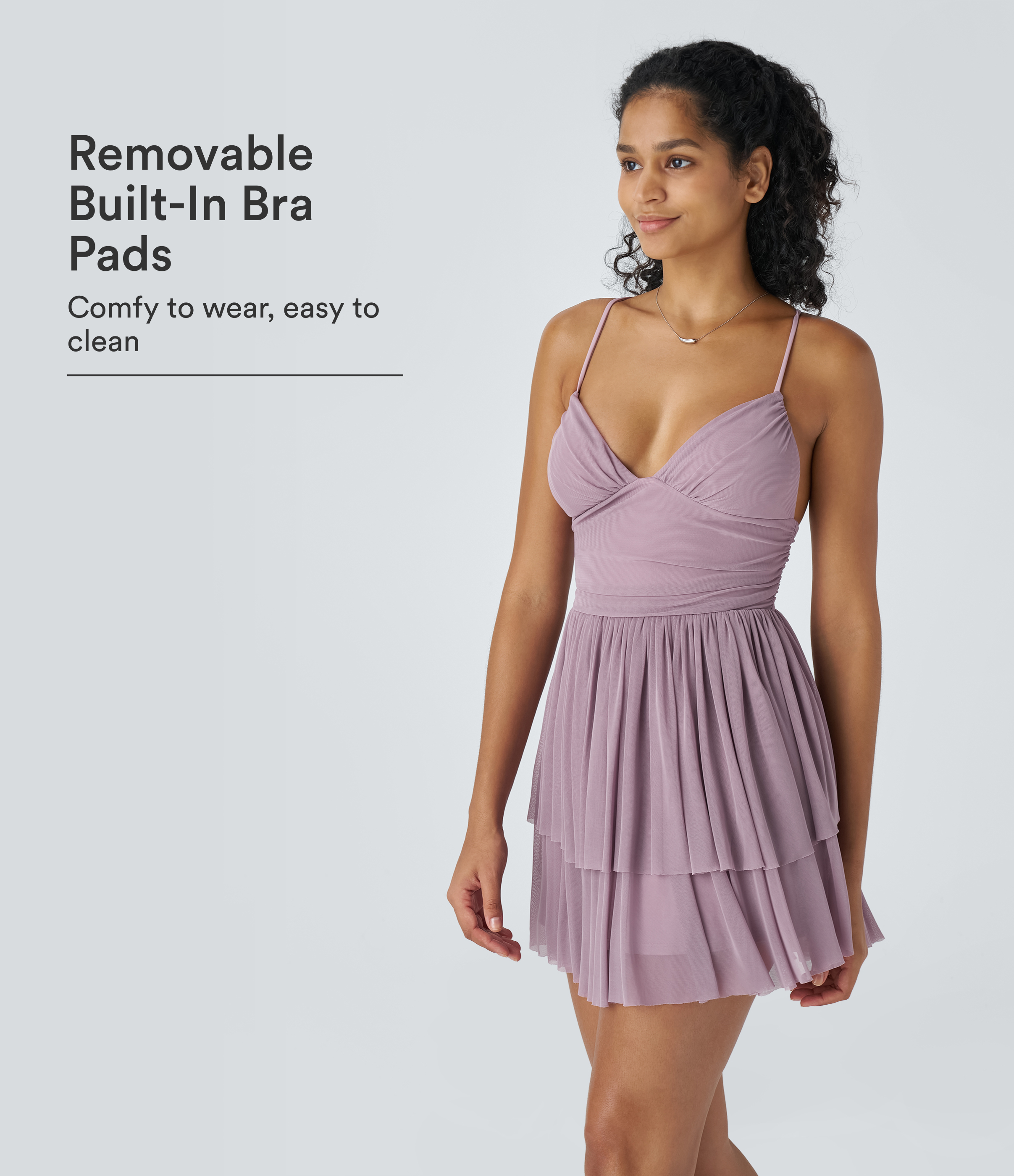 Lace Up Mesh Layered Mini Dress