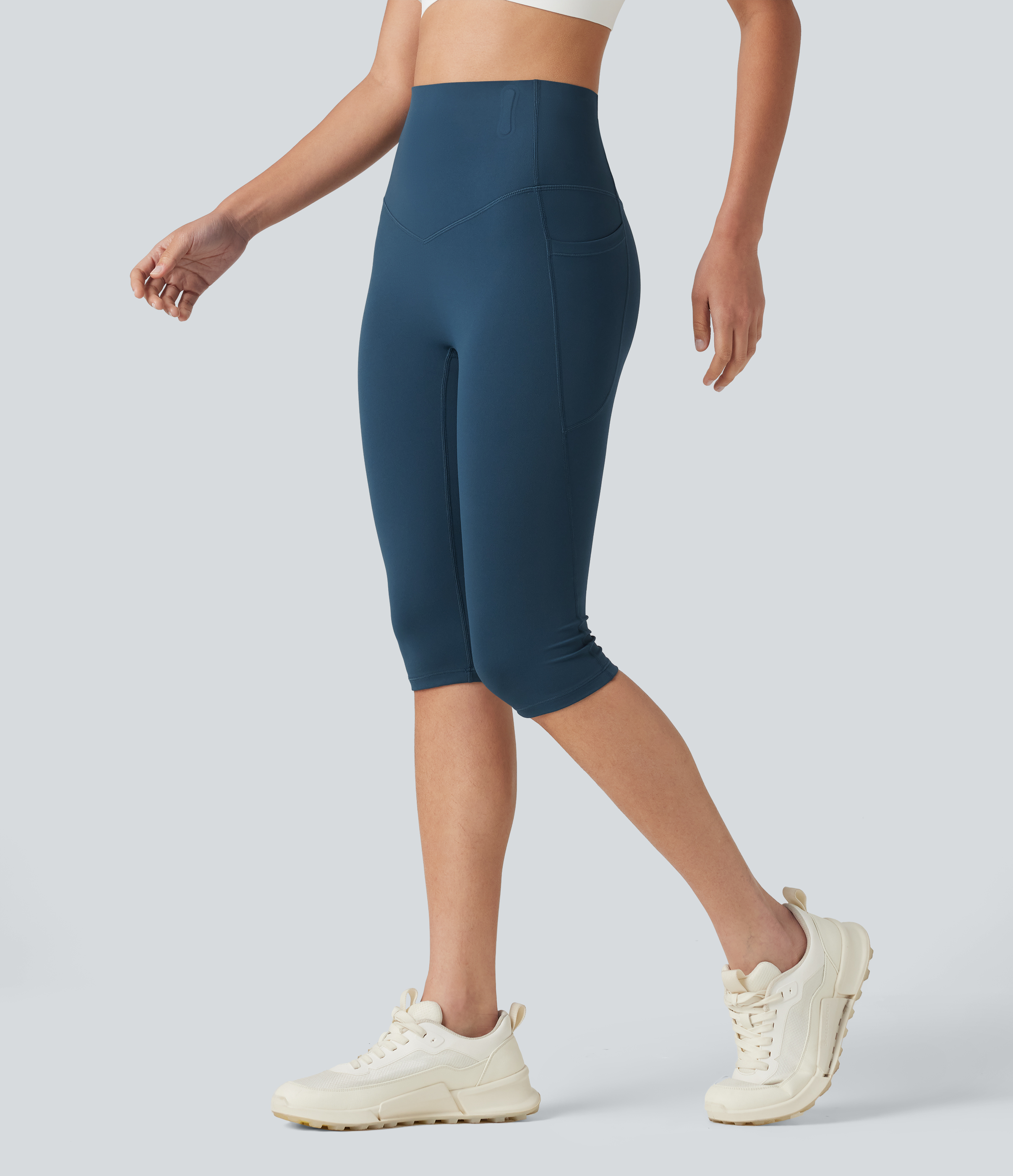 Halara UltraSculpt™ High Waisted Anti-Roll Tummy Control Shaping Workout Pedal Pushers Leggings with Pockets