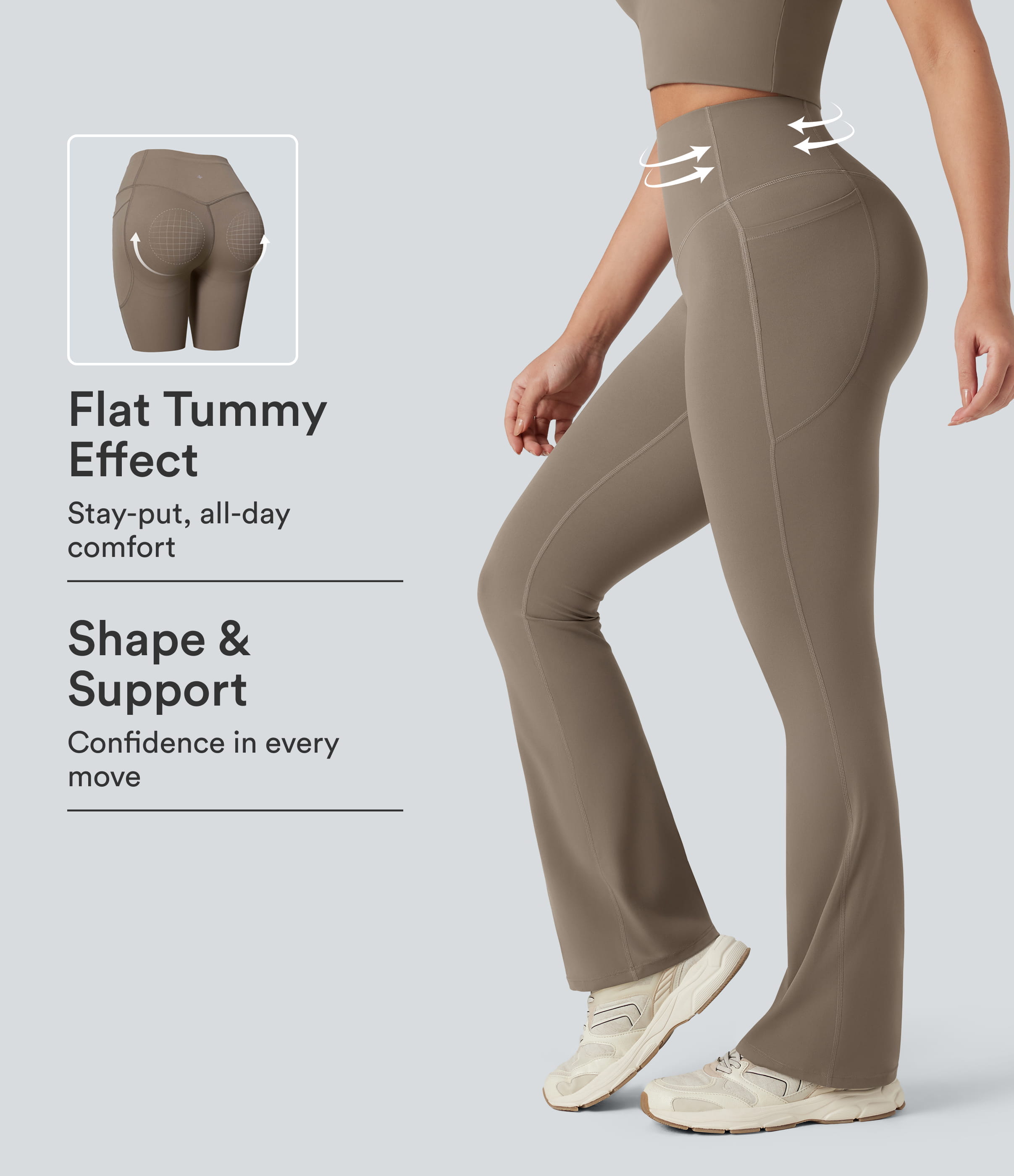 Halara UltraSculpt™ High Waisted Tummy Control Butt Lifting Shaping Yoga Bootcut Leggings with Pockets
