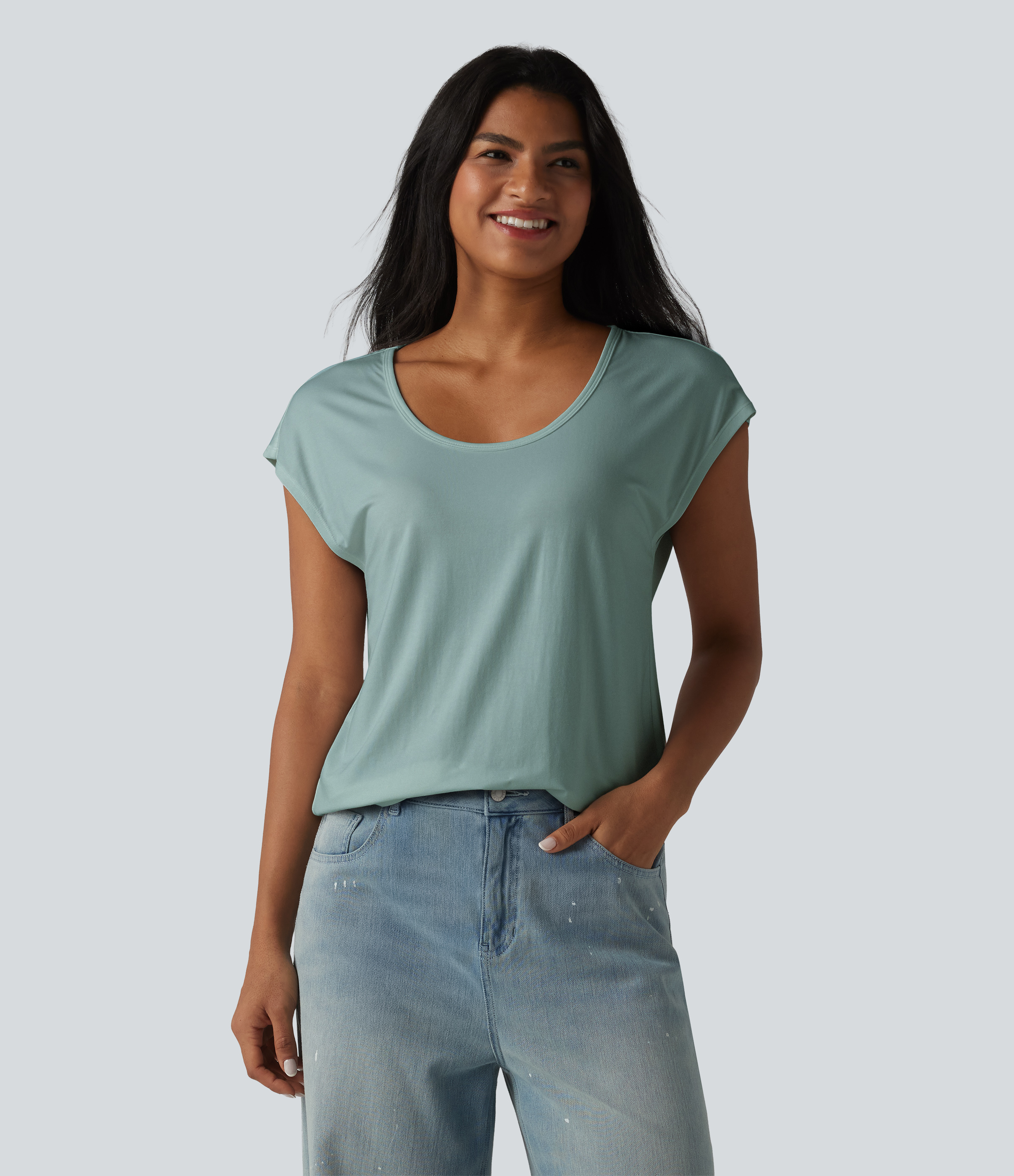 U-Neck Short Sleeve Casual T-Shirt