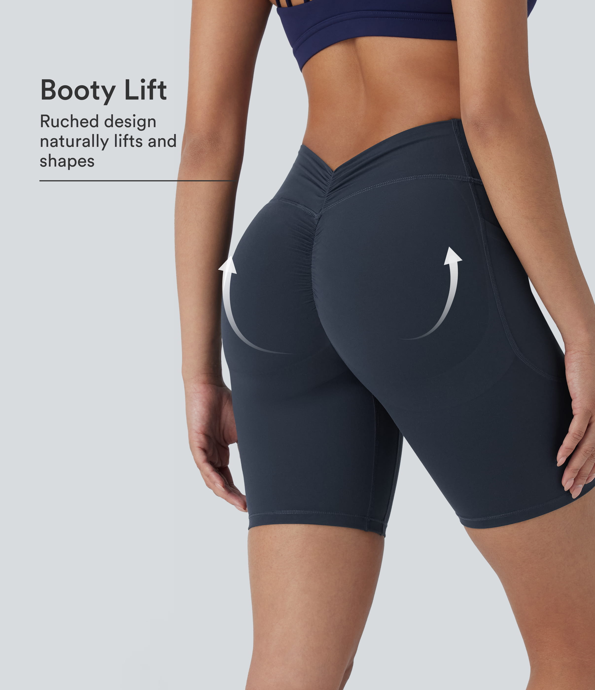 Halara UltraSculpt™ High Waisted Tummy Control Butt Lifting Ruched Shaping Yoga Biker Shorts 7'' with Pockets