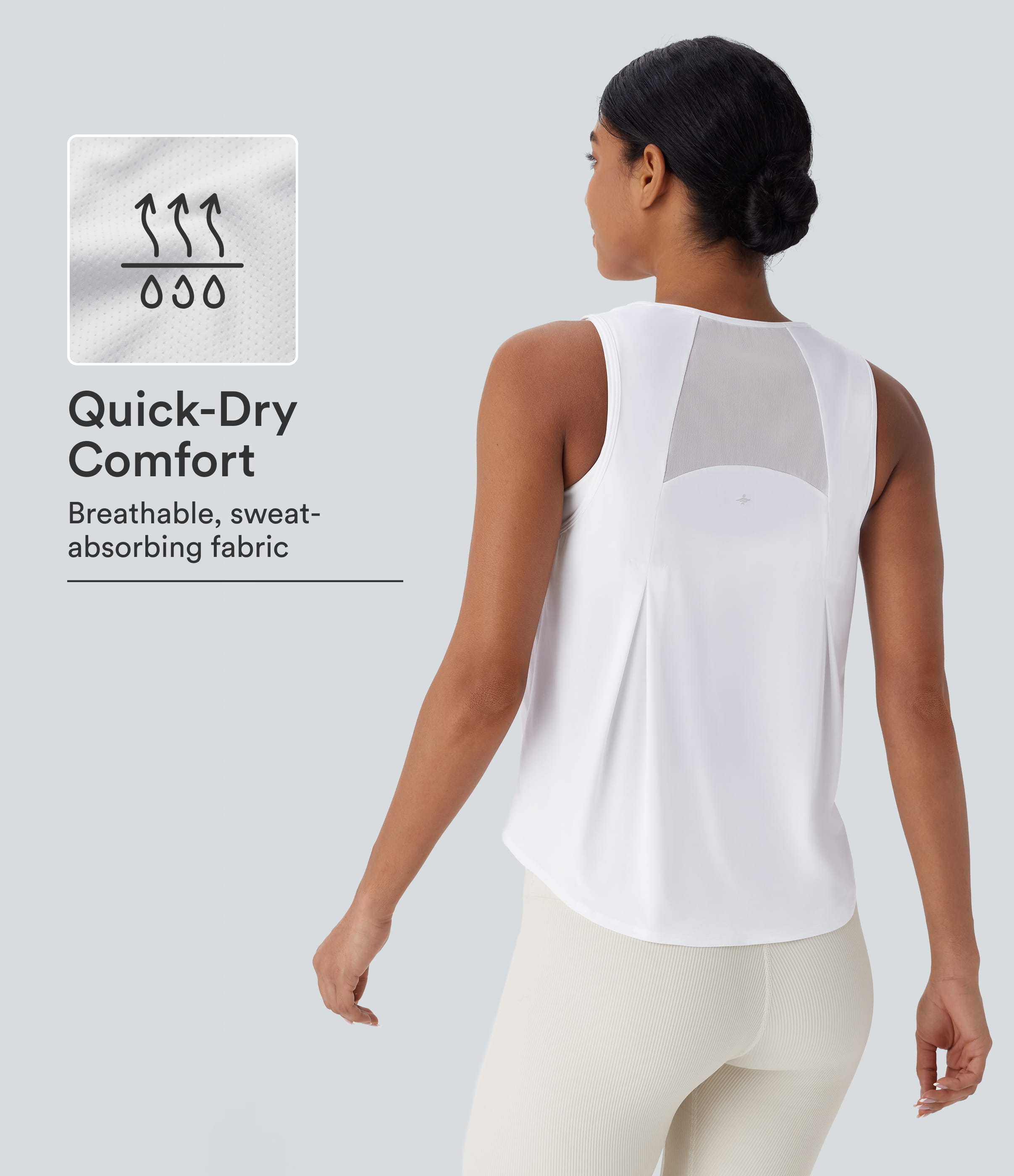 White Contrast Mesh Curved Hem InstantCool Quick Dry Running Tank Top / 1