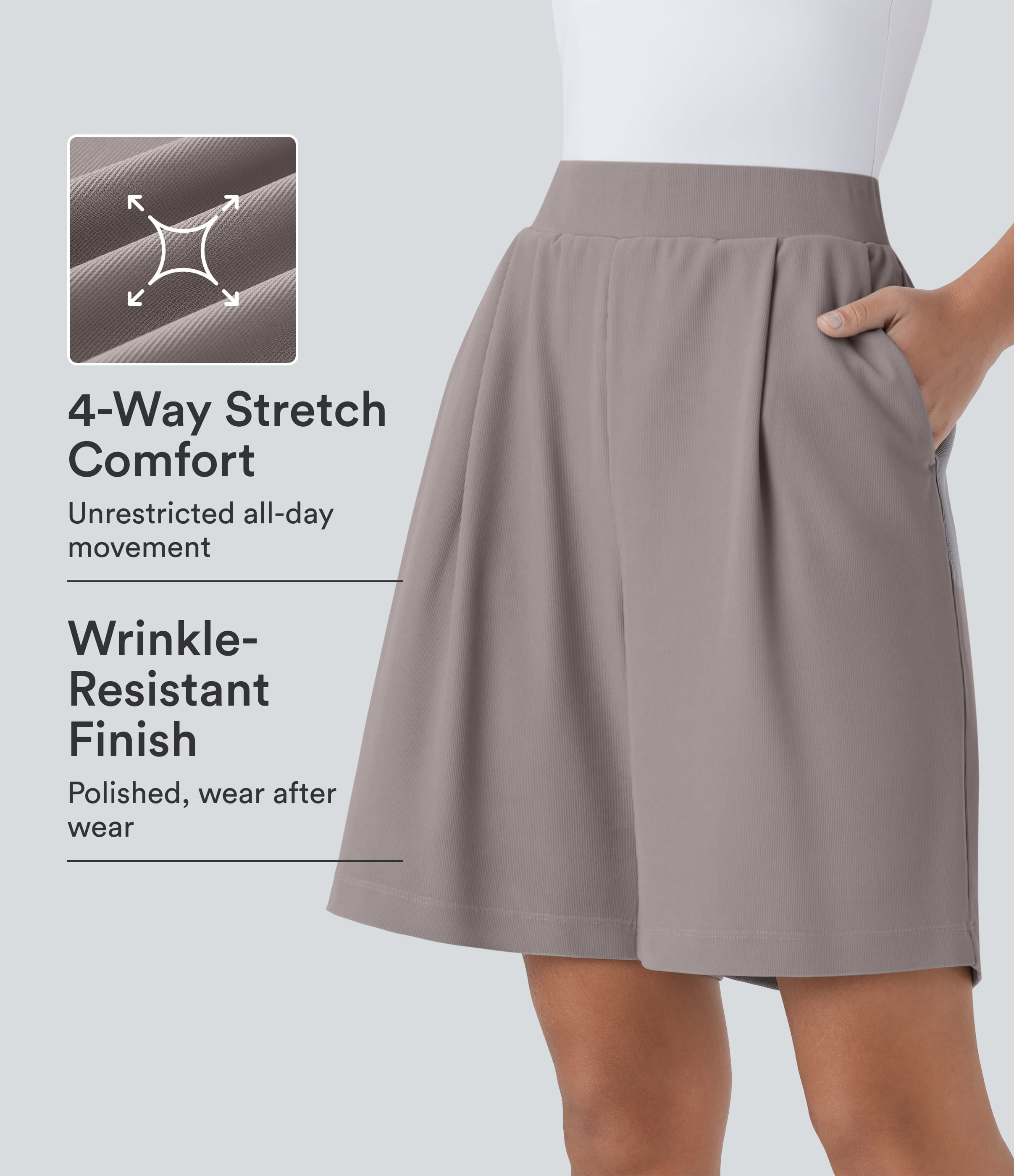 Høyt liv Body Sculpt midje-slankende shorts med lomme og mikrovaffel for arbeid