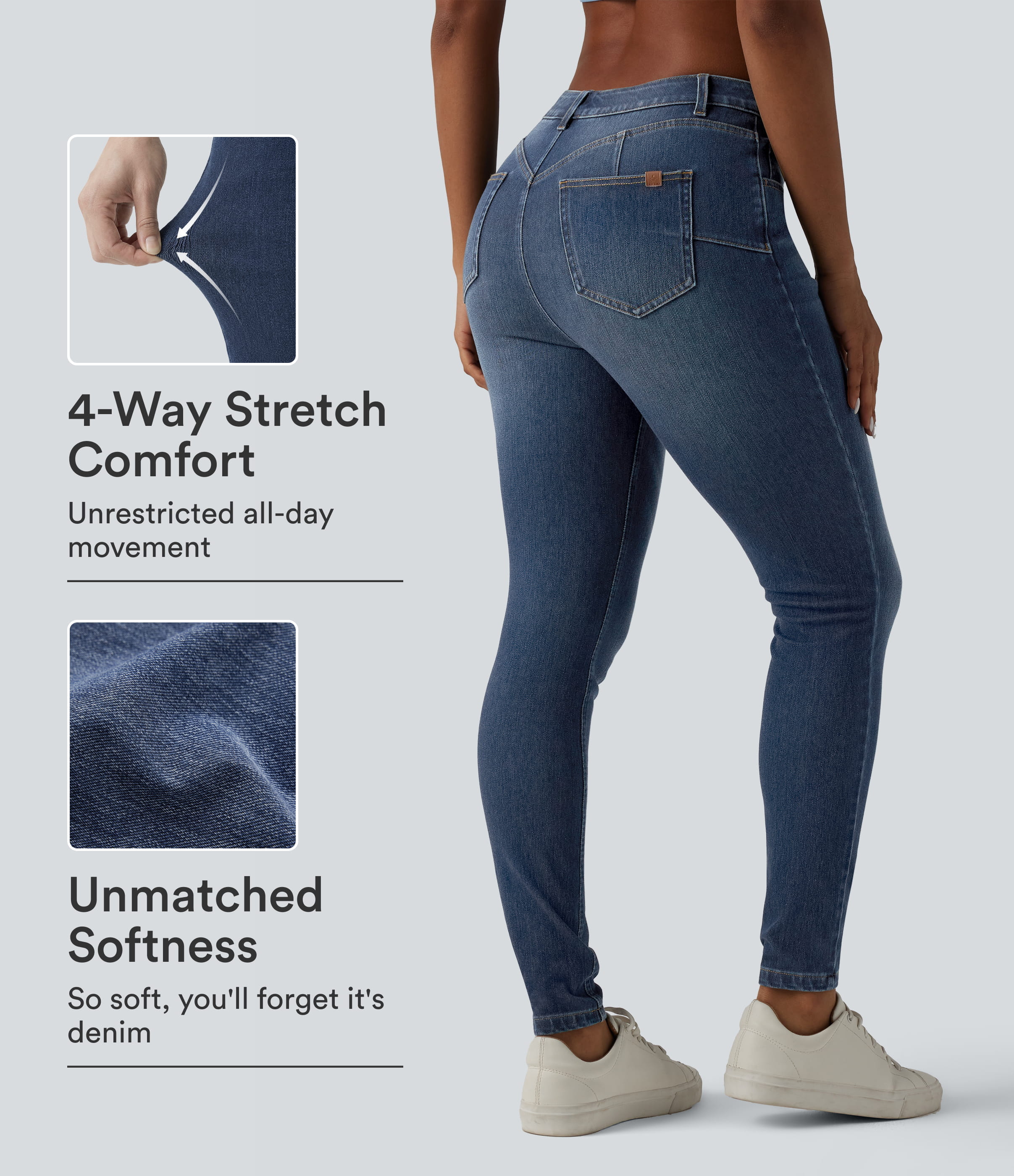 Halara Flex™ Curvy Mid Rise Skinny Casual Jeans with Pockets