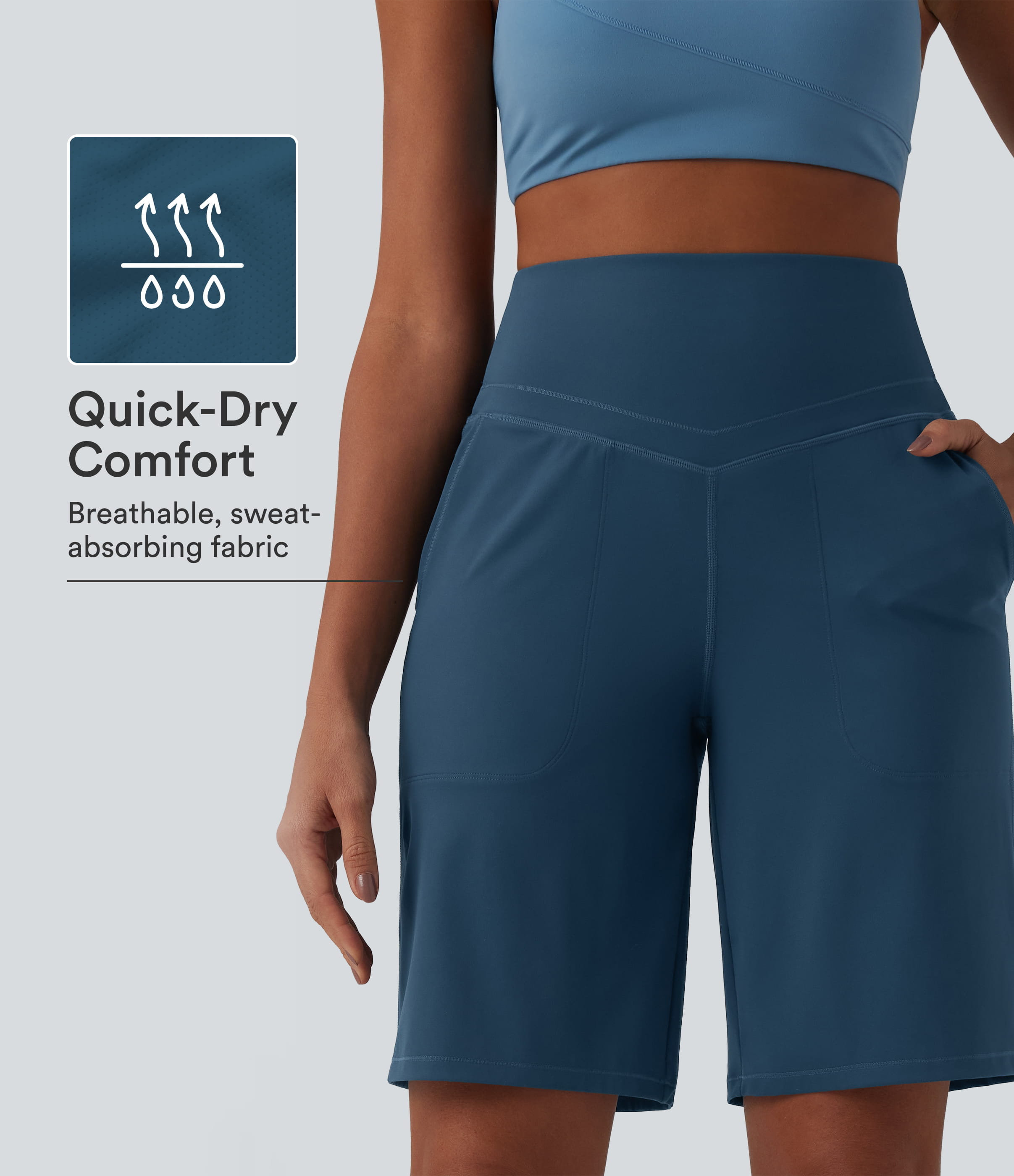 Halara UltraSculpt™ High Waisted Tummy Control Yoga Bermuda Shorts 10'' with Pockets