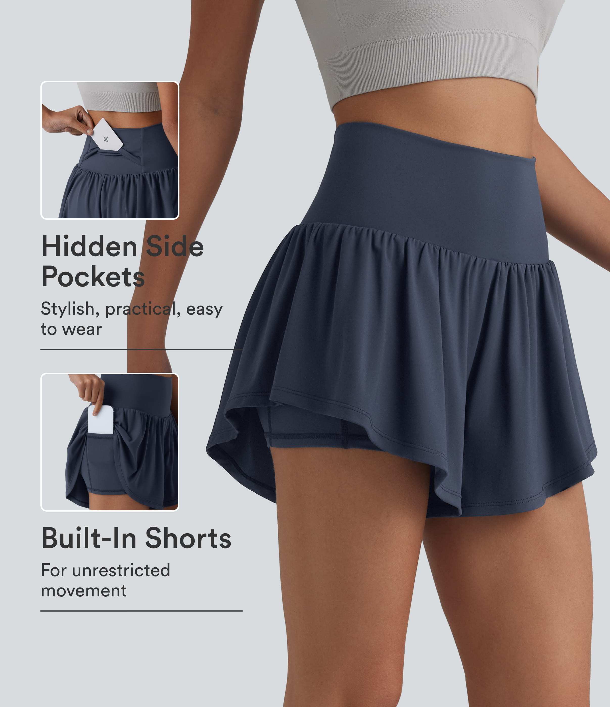 SoftlyZero™ Airy High Waisted 2-in-1 Cool Touch Yoga Shorts 3'' with Pockets