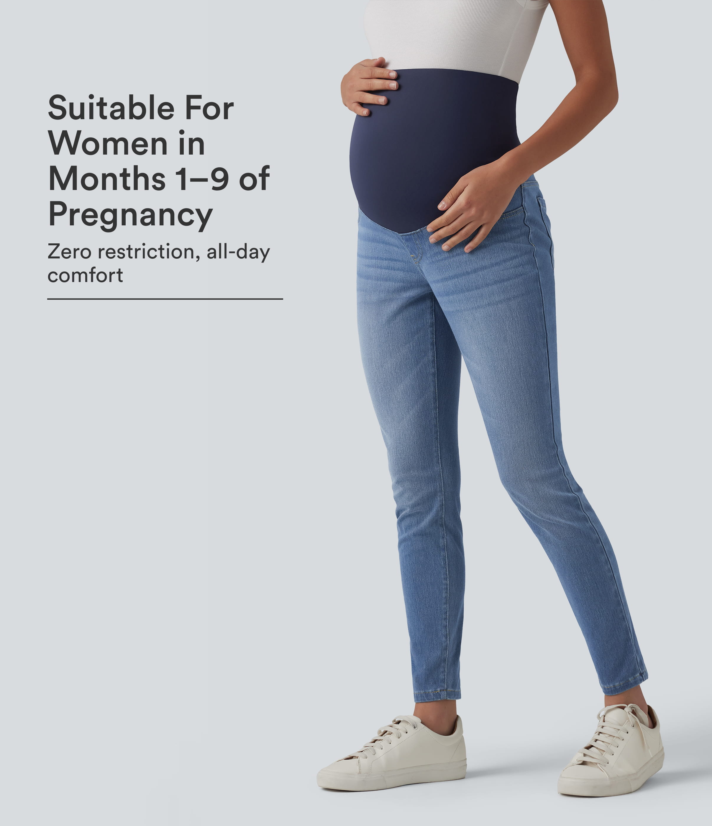 Halara Flex™ Super High Waisted Skinny 7/8 Casual Maternity Jeans with Pockets