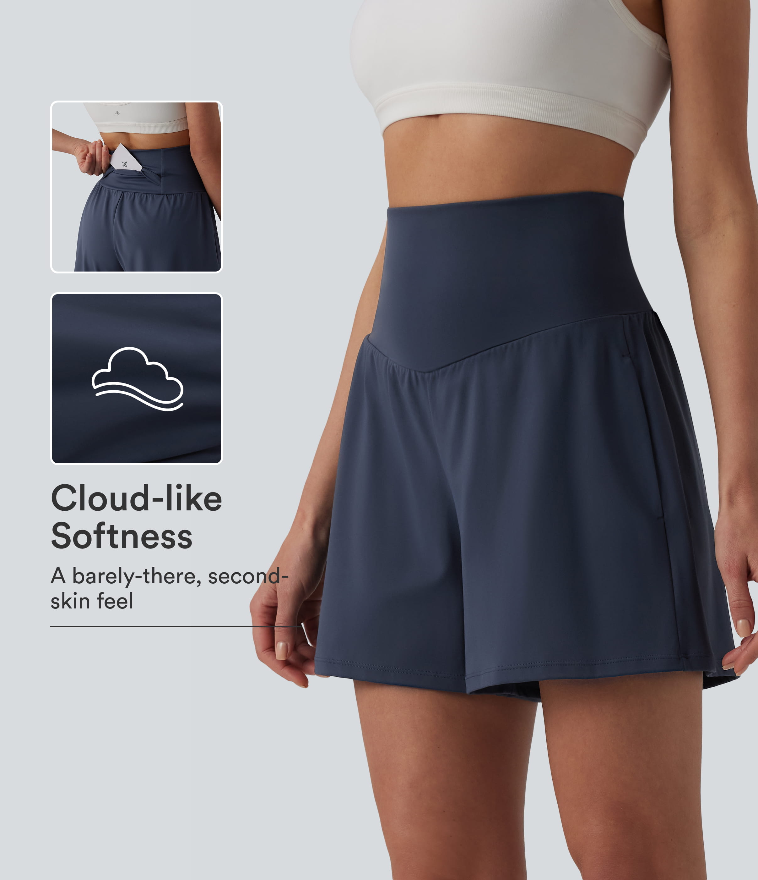SoftlyZero™ Airy High Waisted Pockets Cool Touch Yoga Shorts 5''