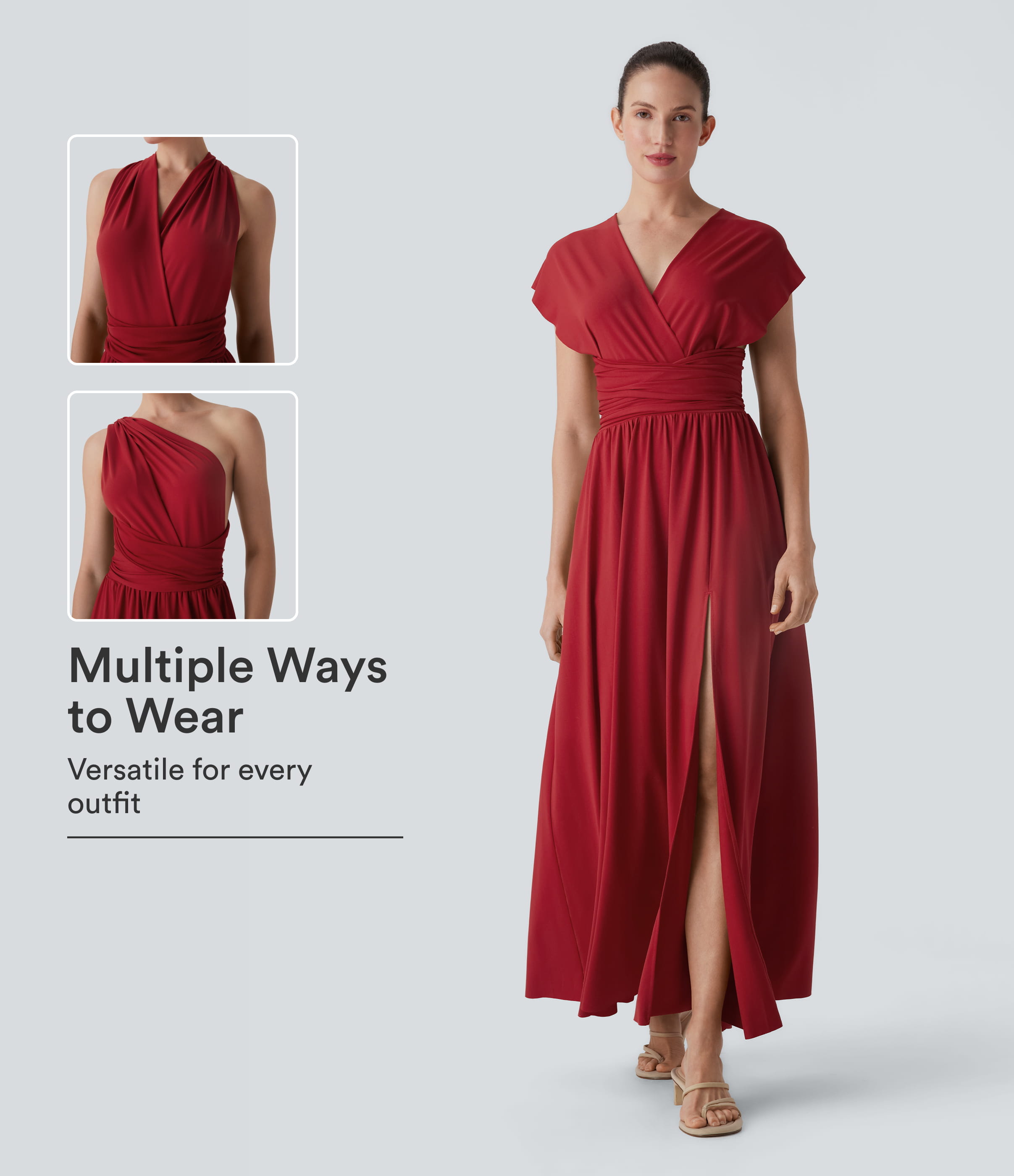 V Neck Short Sleeve Tie Back Maxi Dress with Pocket