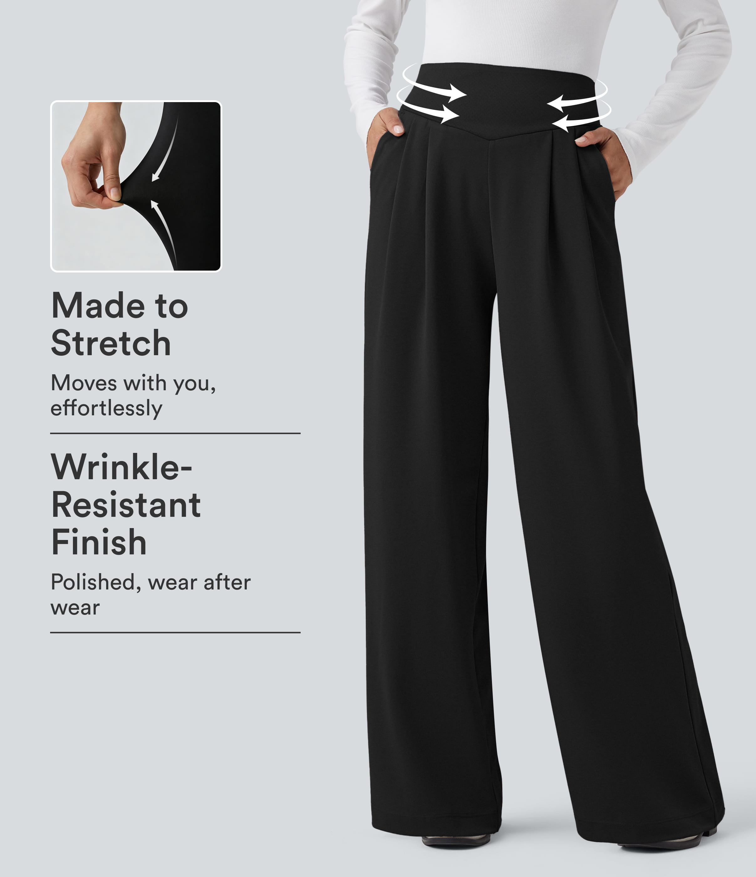 Halara Flex™ High Waisted Tummy Control Crepe Work Straight Leg Pants with Pockets