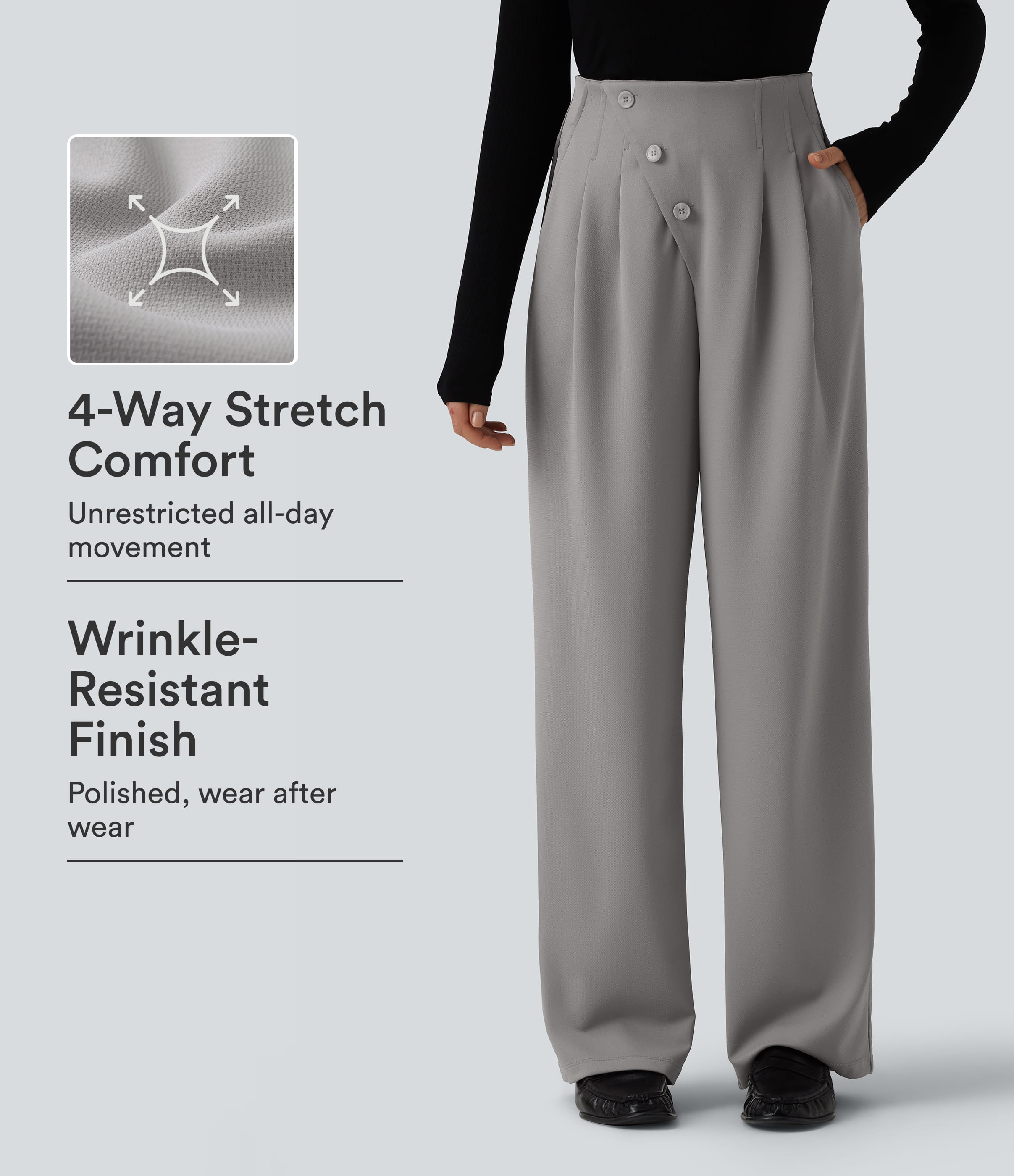 Halara Flex™ Super High Waisted Wide Leg Crepe Work Pants with Pockets