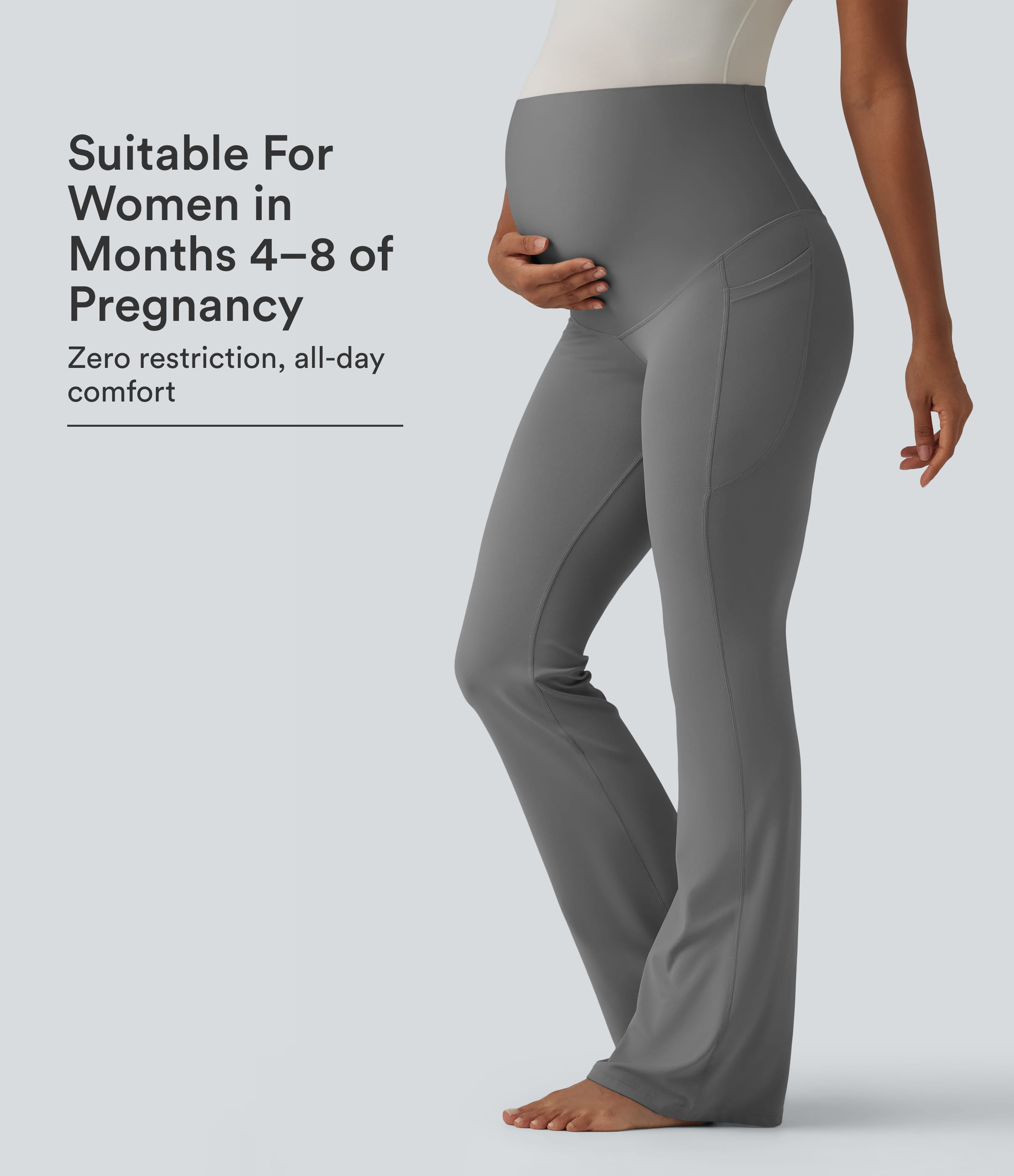SoftlyZero™ Super High Waisted Flare Yoga Maternity Leggings with Pockets