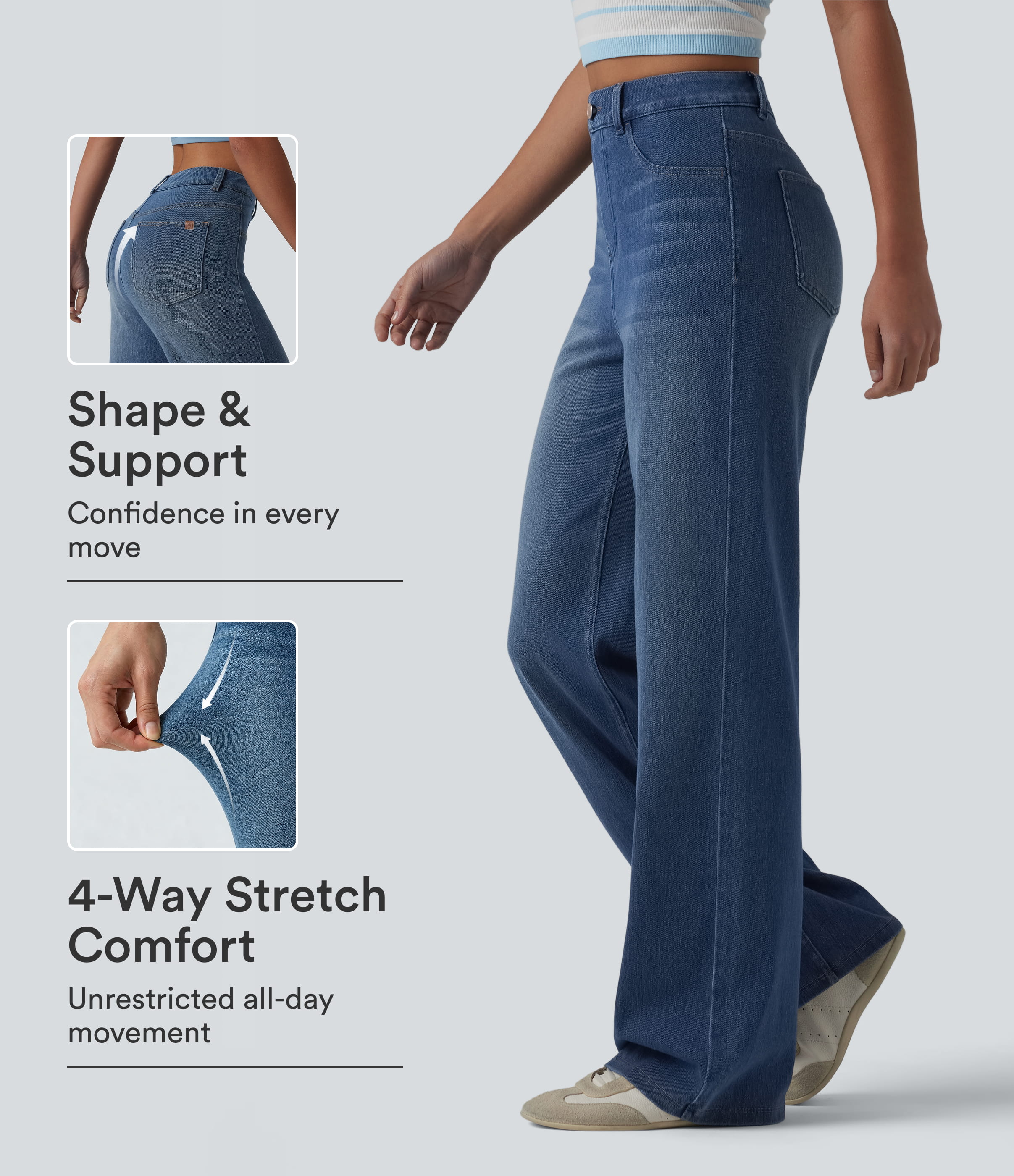 Halara Flex™ High Waisted Sculpted Lift Design Straight Leg Casual Jeans with Pockets
