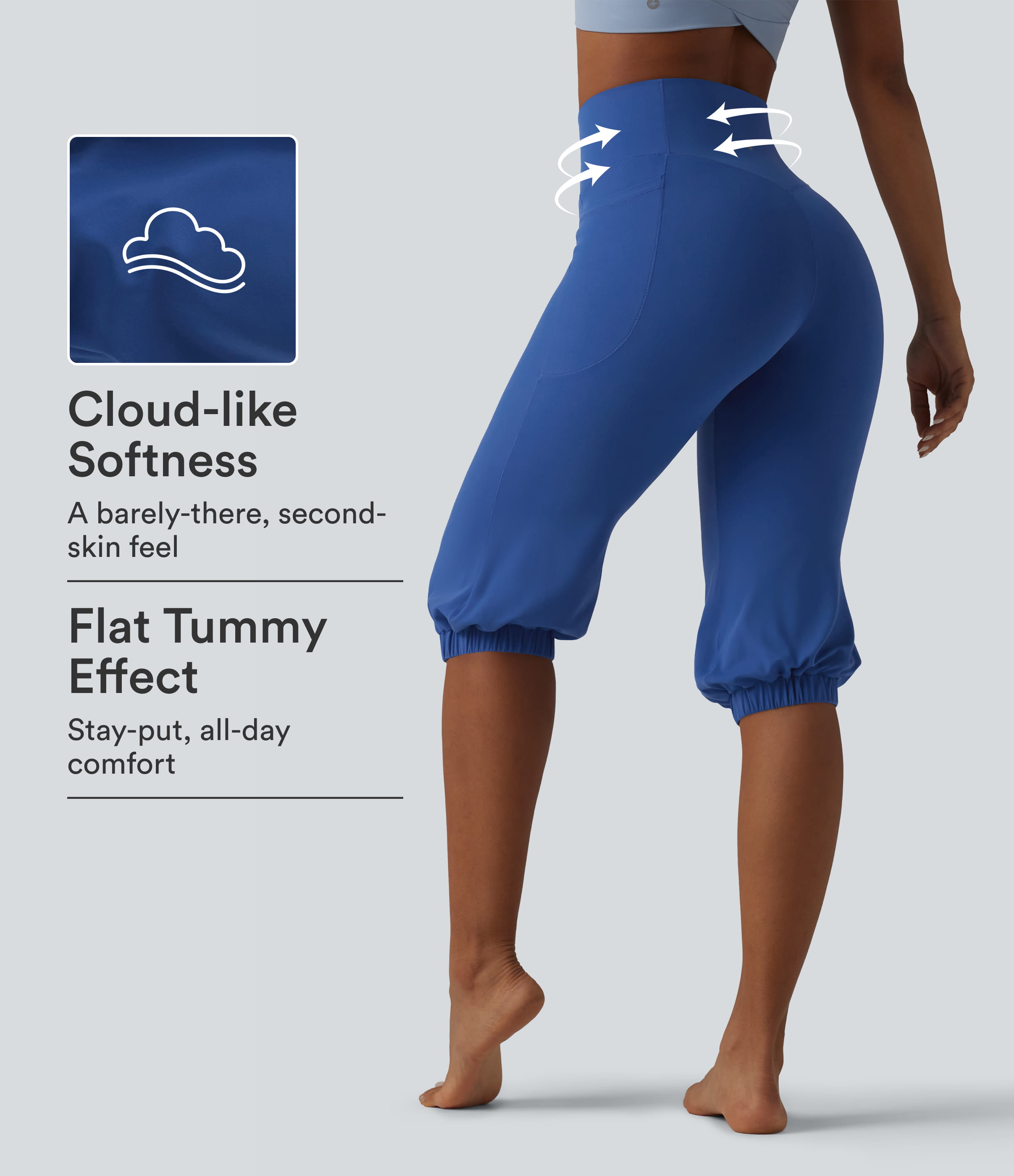 SoftlyZero™ High Waisted Tummy Control Pedal Pushers Dance Balloon Joggers with Pockets