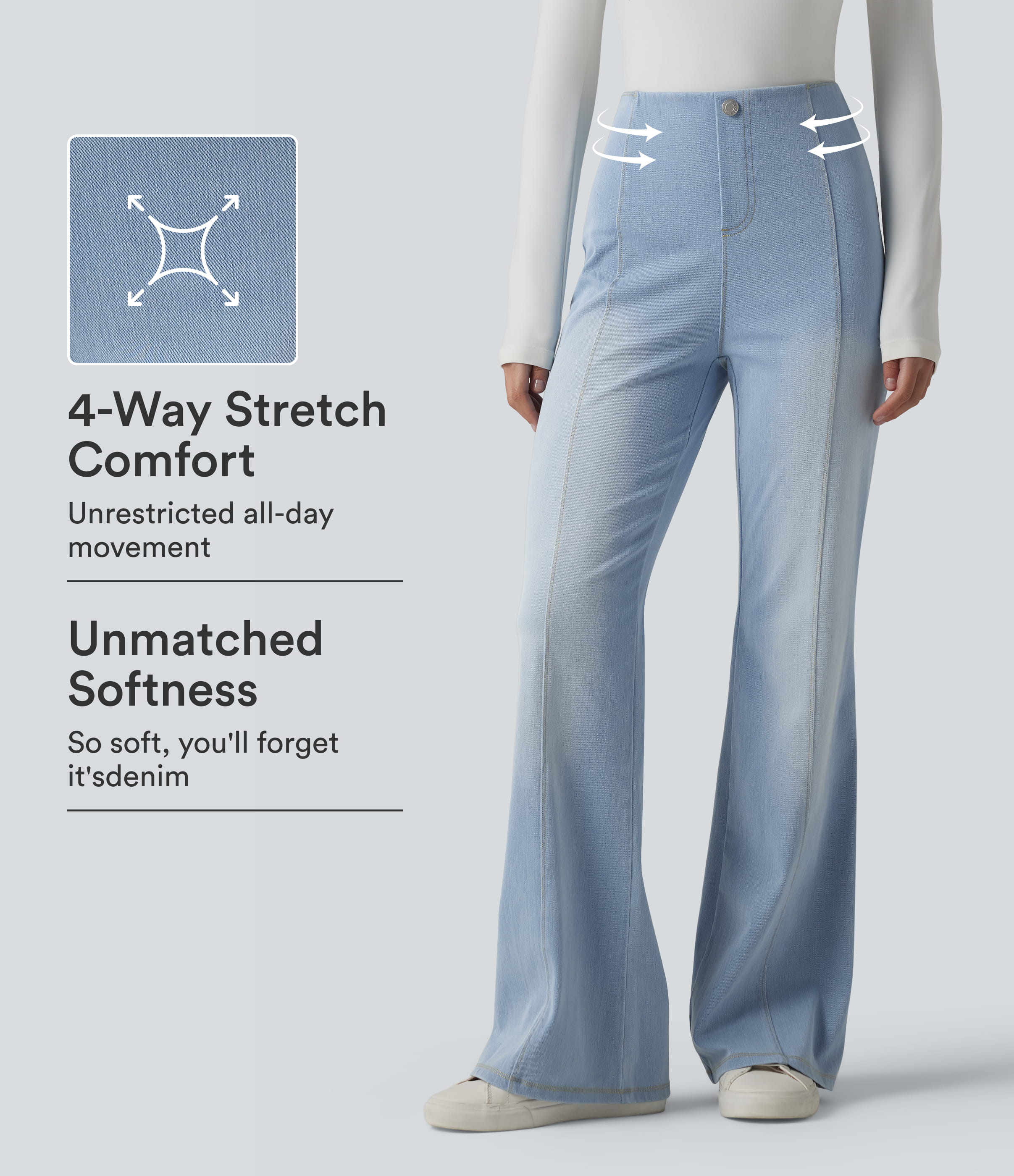 Halara Flex™  High Waisted Tummy Control Casual Flare Jeans with Pockets