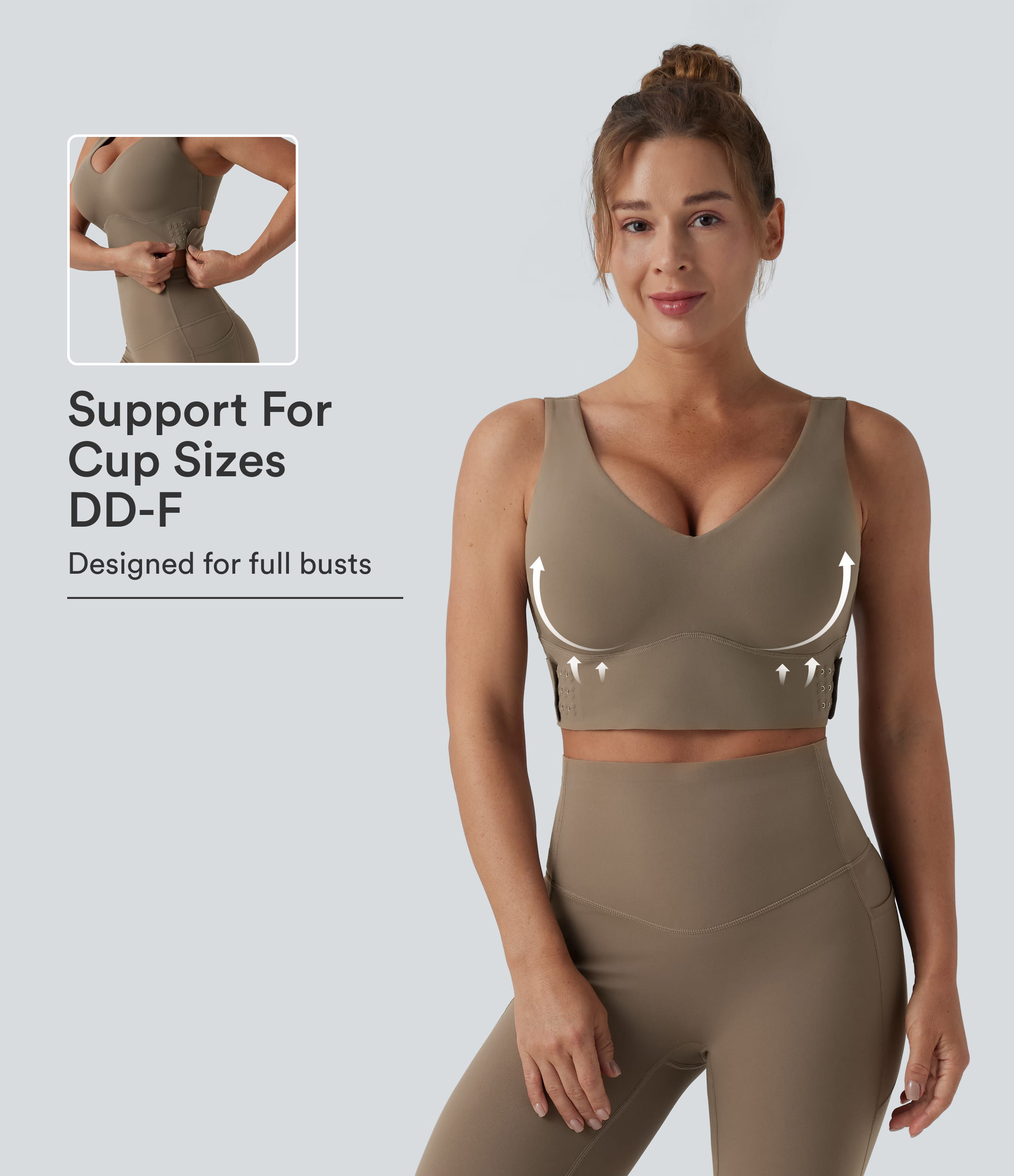Halara UltraSculpt™ Medium Support V Neck Push-Up Training Sports Bra DD-F Cups
