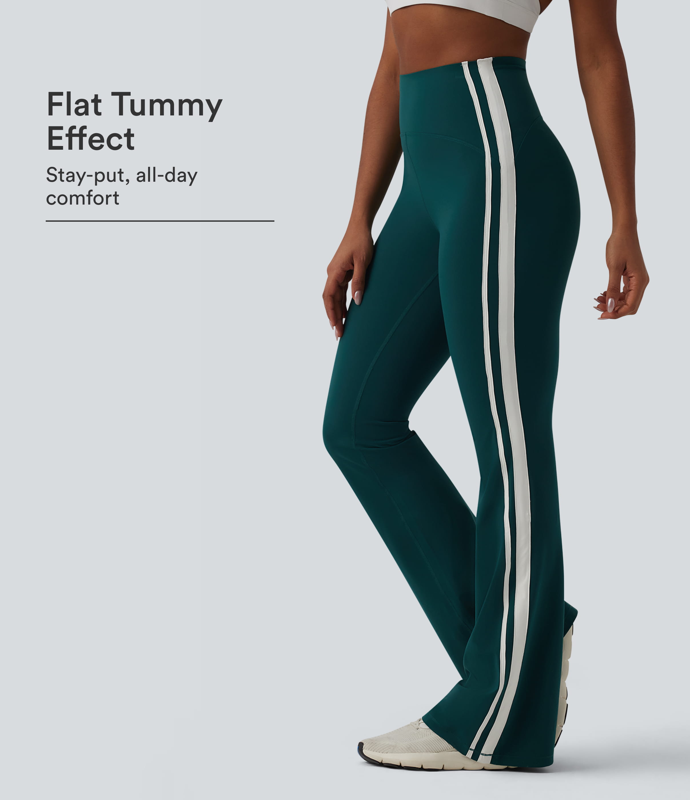 Halara UltraSculpt™ High-waisted Tummy Control Side Stripe Yoga 7/8 Flare Leggings