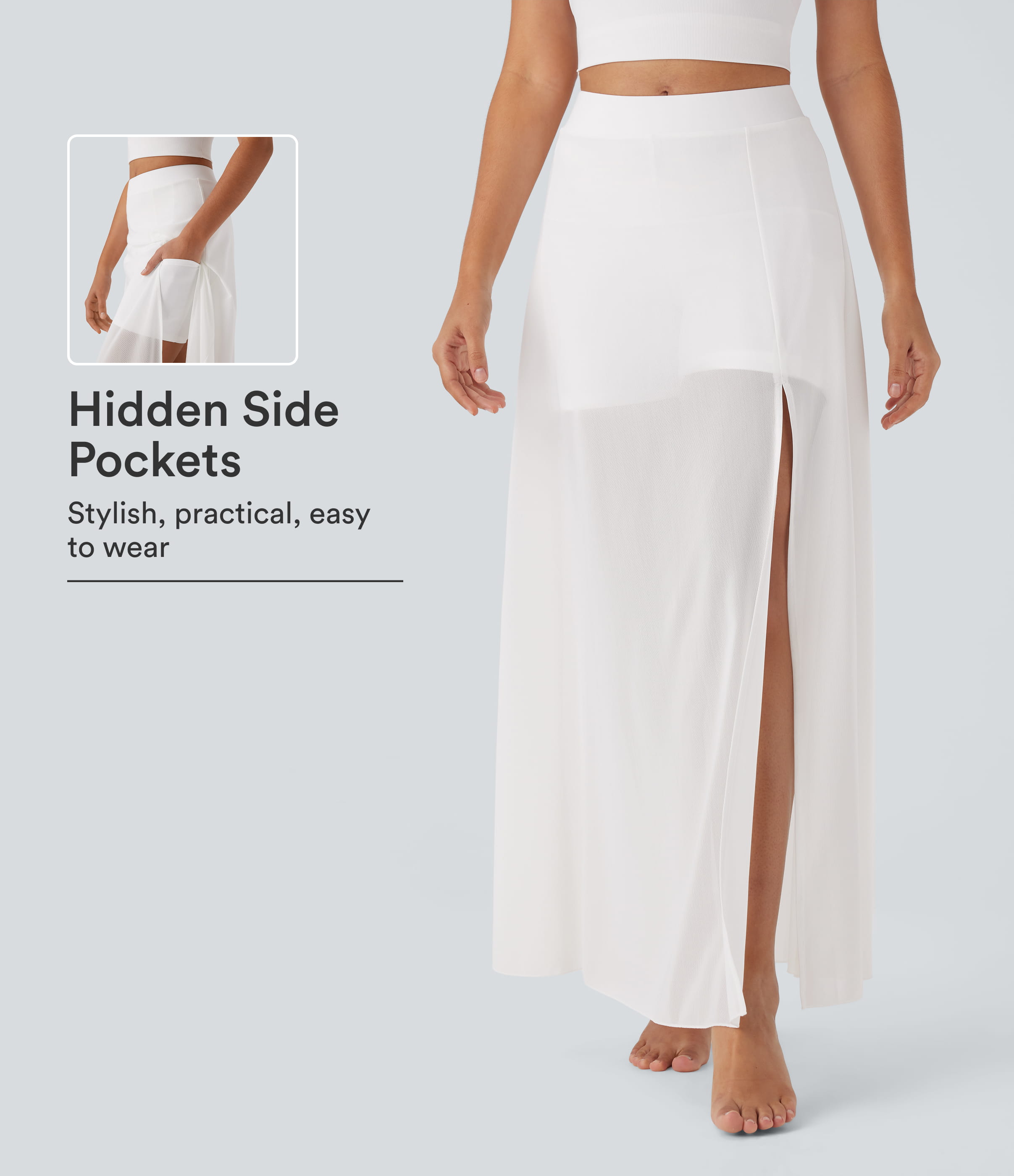 Mid Rise 2-in-1 Maxi Dance Skirt with Pocket