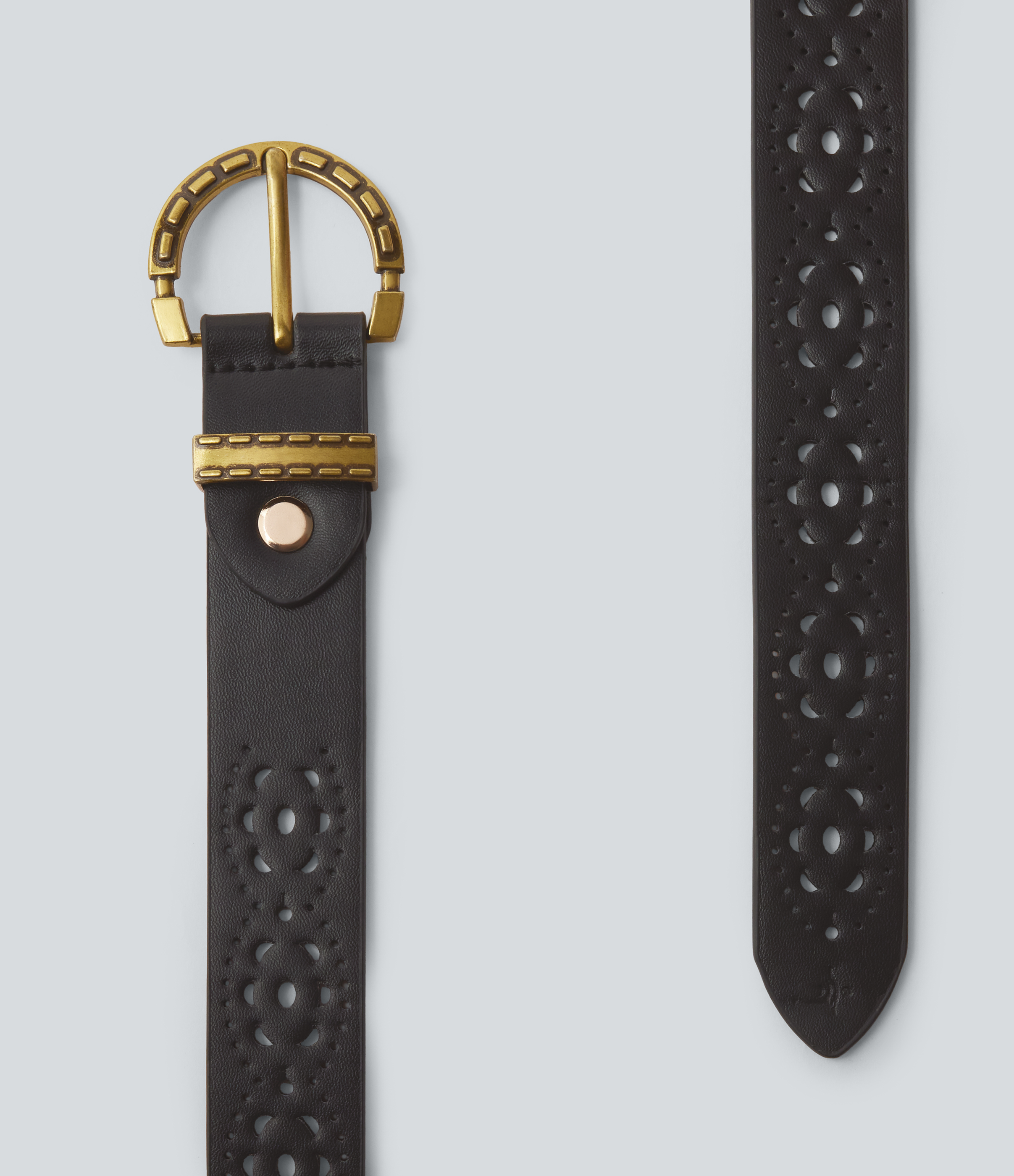 Noir Ceinture ajourée à boucle métallique / 2