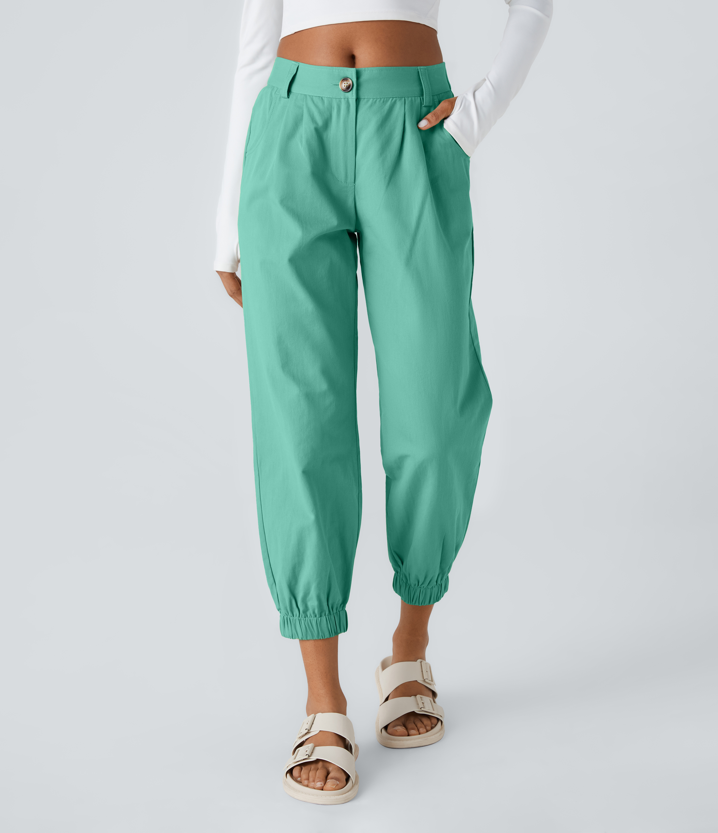 Mid Rise Casual Joggers with Pockets