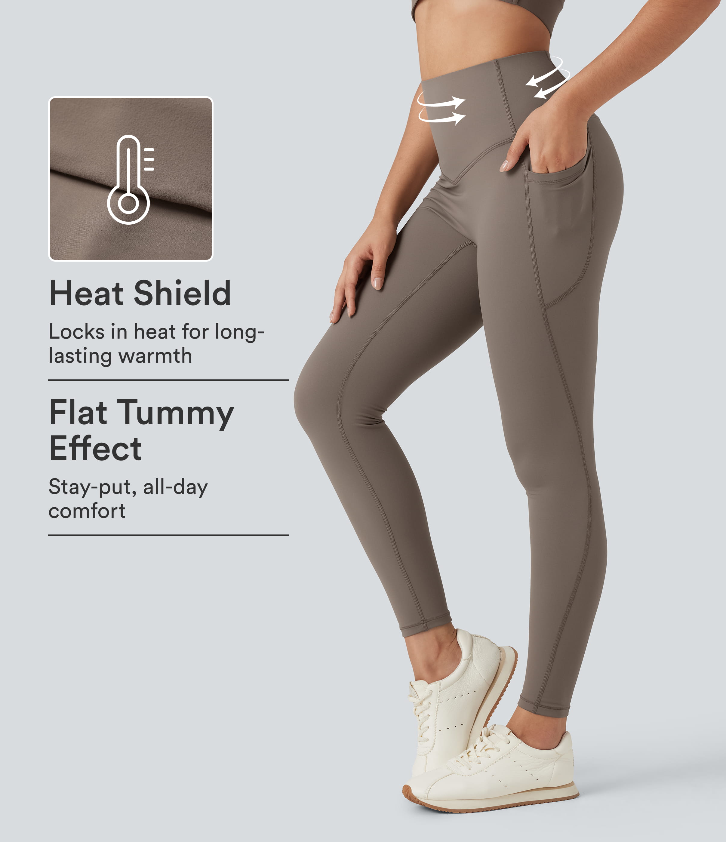 Halara Ultrasculpt™ Heat High Waisted Tummy Control Fleece Yoga Leggings with Pockets