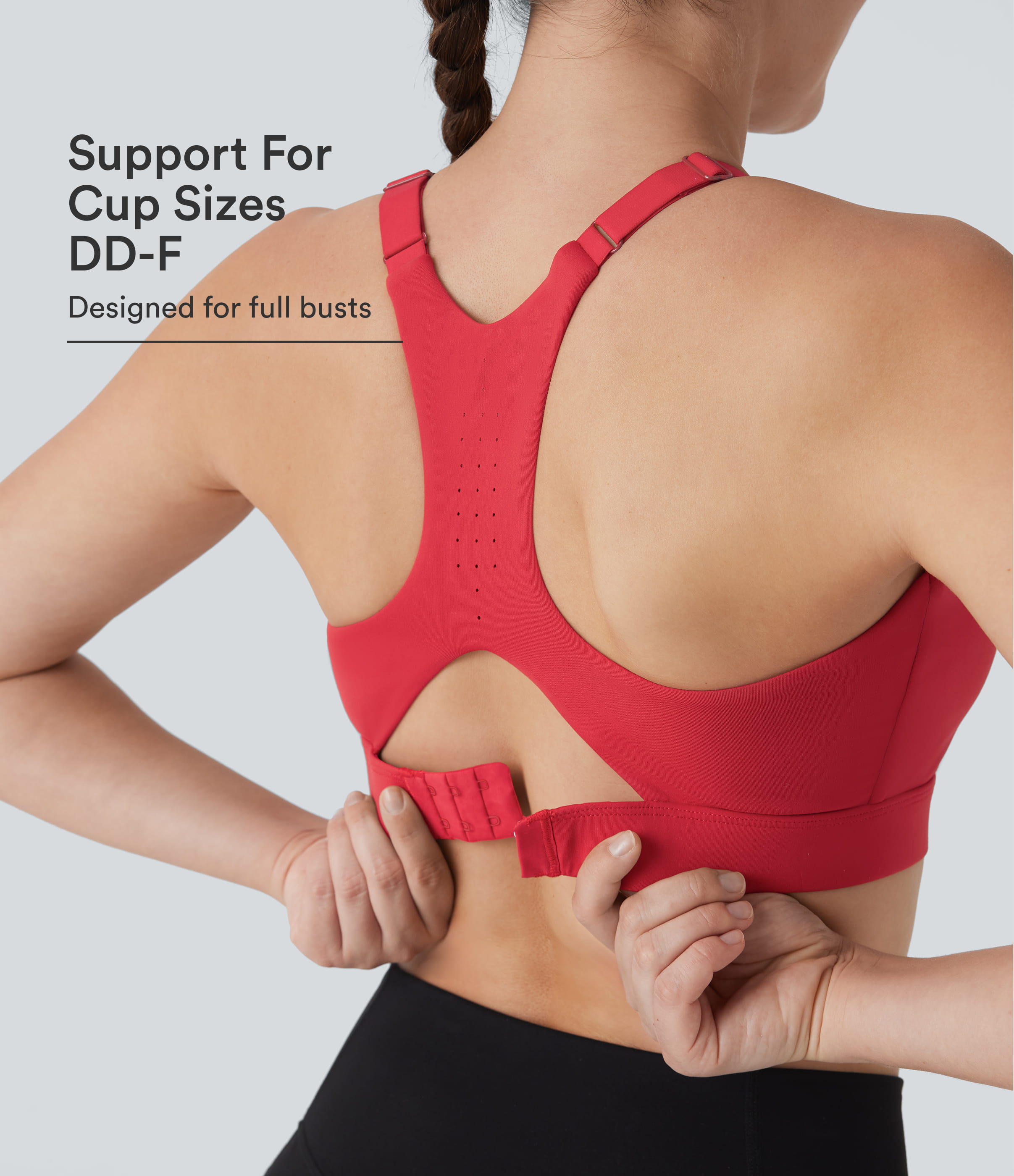 SpeedWave™ Medium Support Molded Cups Perforated Adjustable Hook Quick Dry Training Sports Bra  DD-F Cups