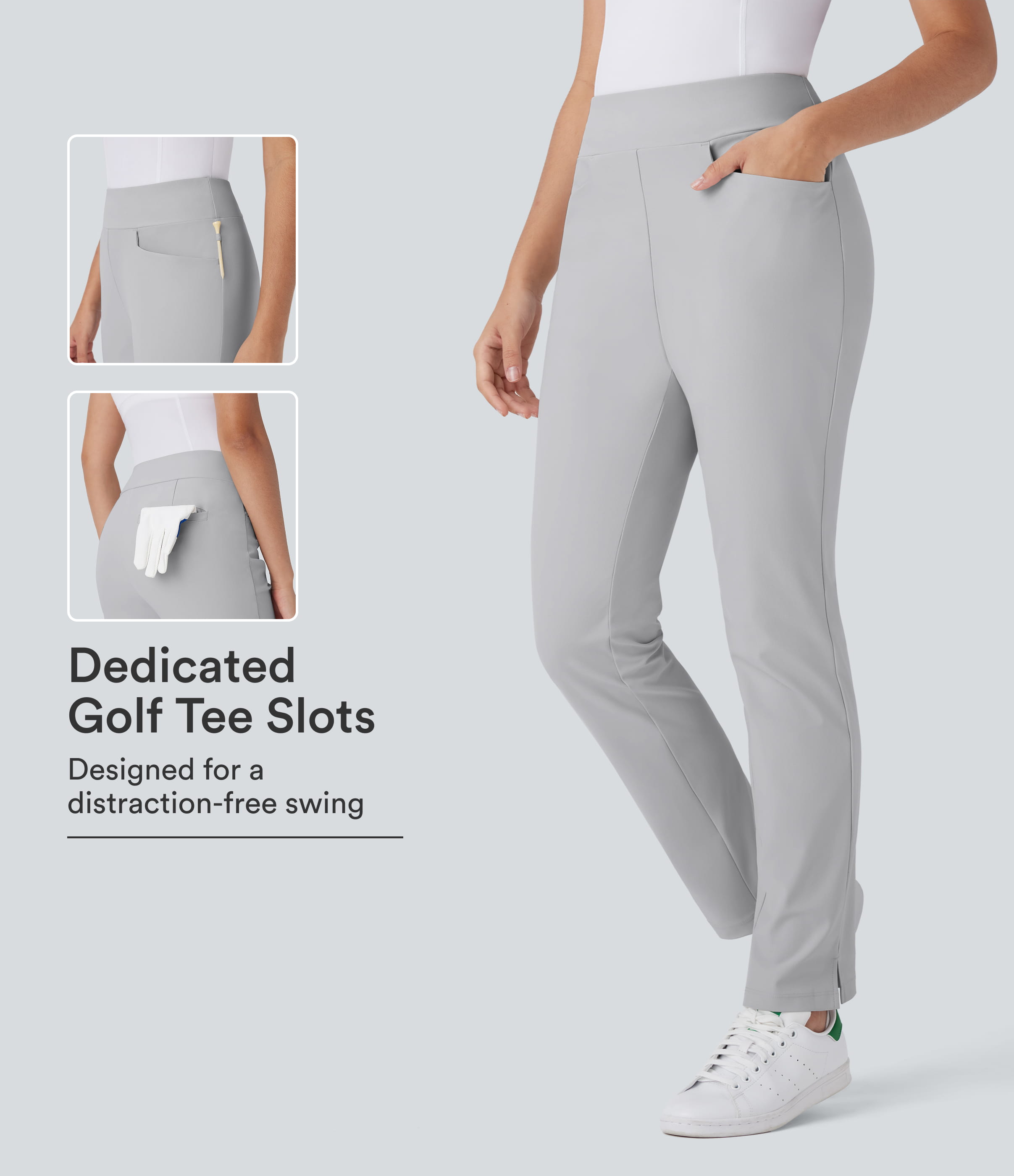 Mid Rise Pockets Tapered Quick Dry Golf Pants-Golf Tee Pocket-UPF40+