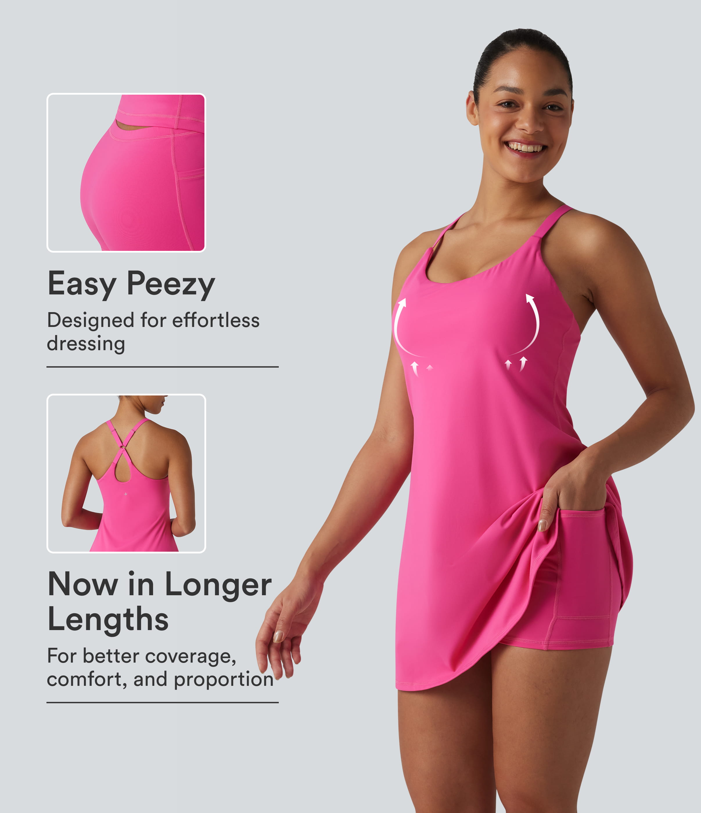 SoftlyZero™ Plush Push-Up Adjustable Straps Crisscross Backless Built-in Bra Dance Active Dress DD-F Cups-Easy Peezy Edition