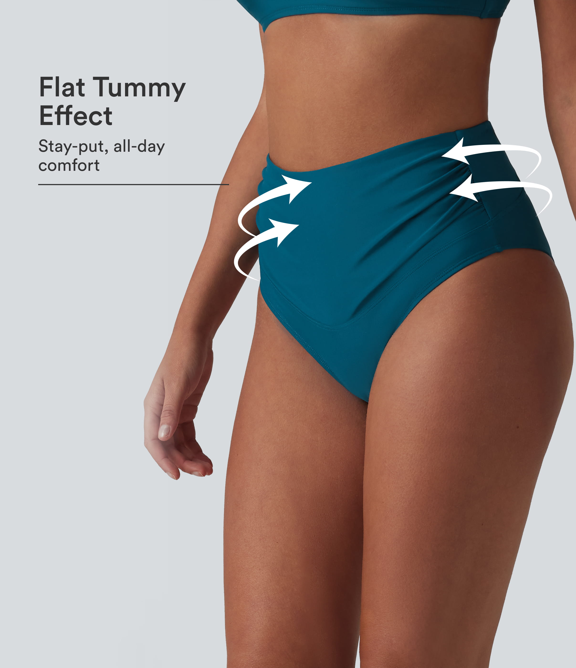 High Waisted Tummy Control Ruched Bikini Bottom Swimsuit