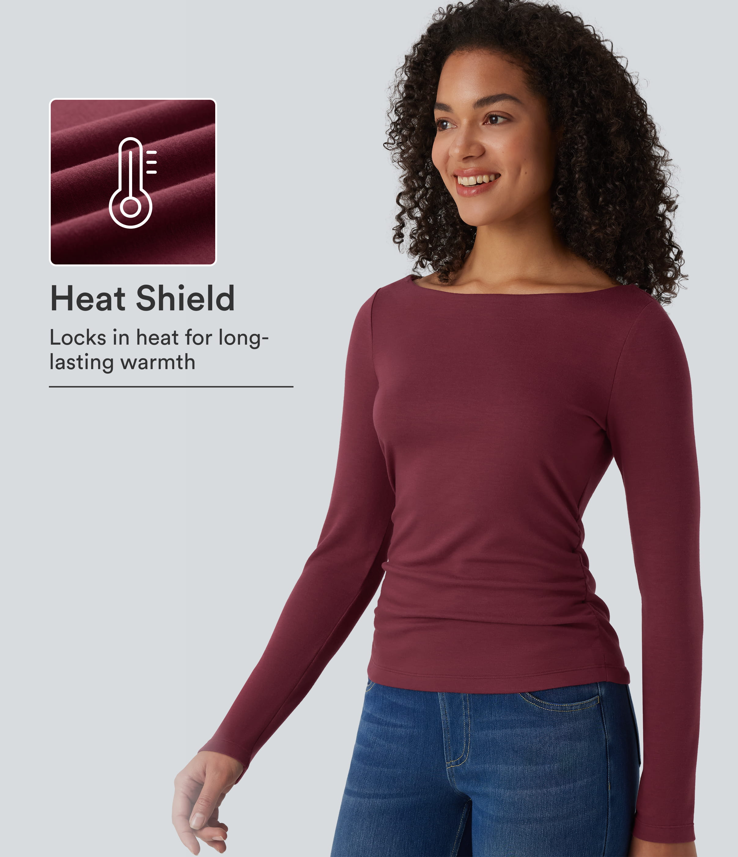 Halara HeatCore Boat Neck Long Sleeve Warming Work Shirt