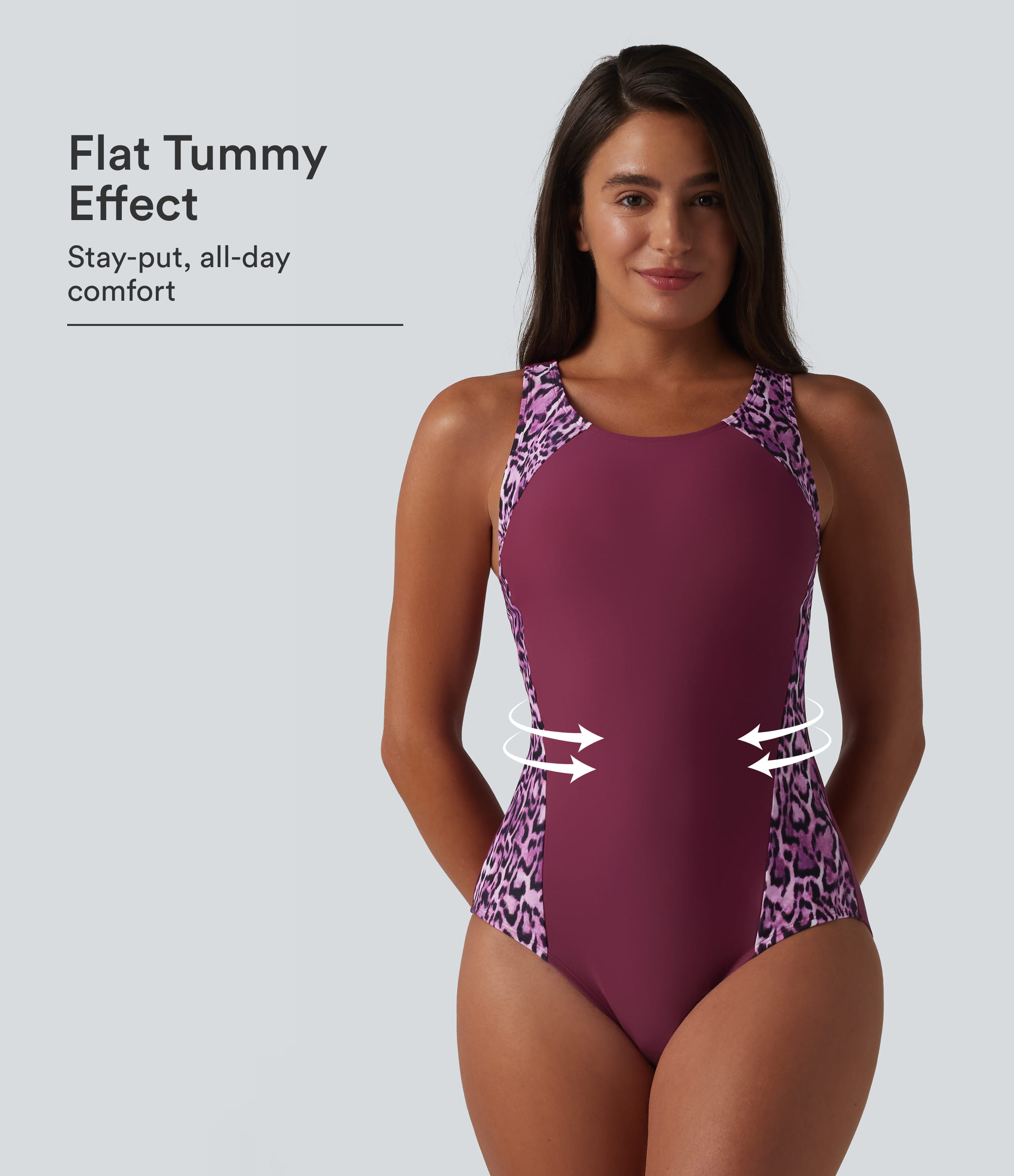 Built-in Bra Tummy Control Leopard Print One-Piece Swimsuit