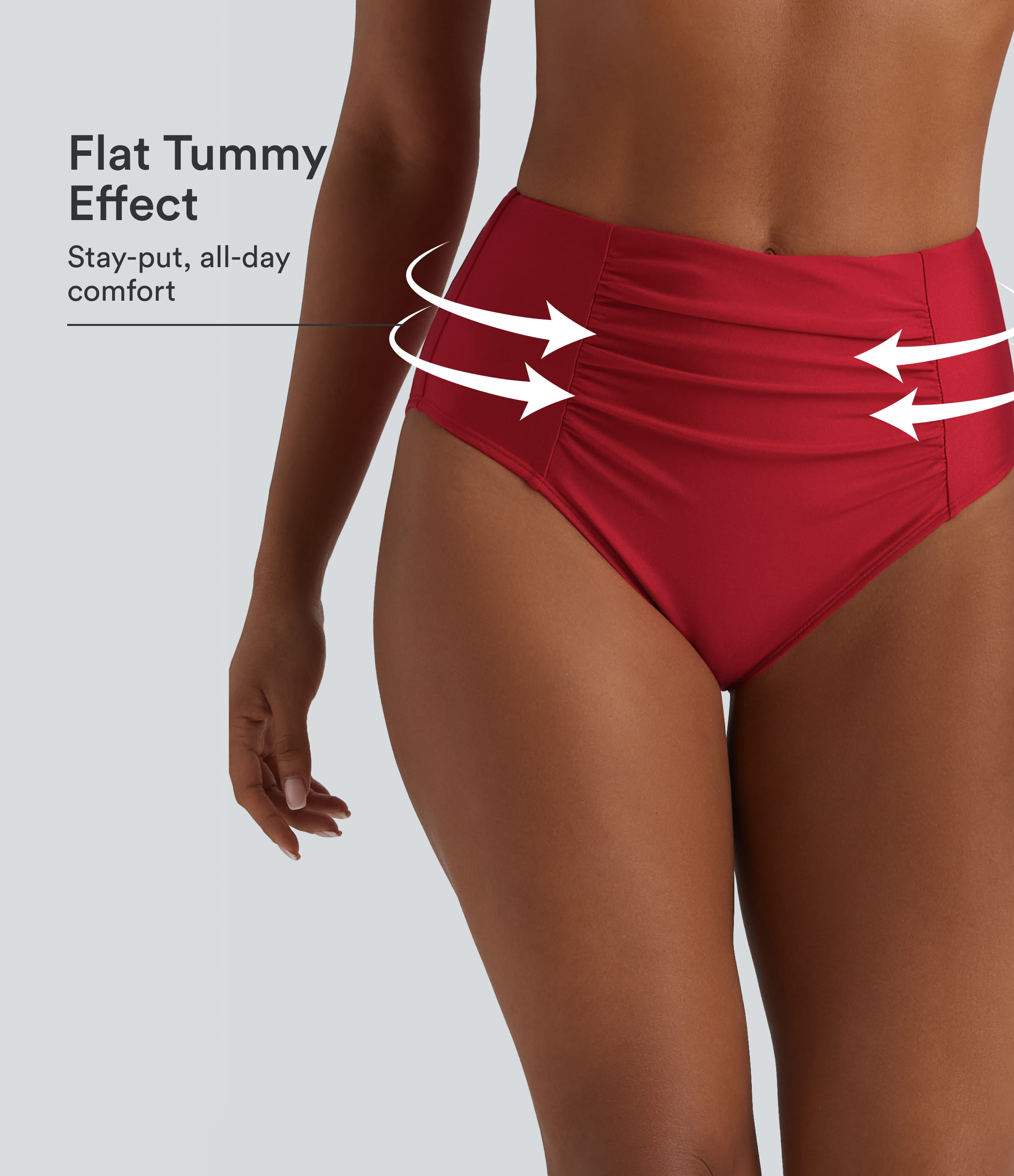 High Waisted Tummy Control Ruched Bikini Bottom Swimsuit