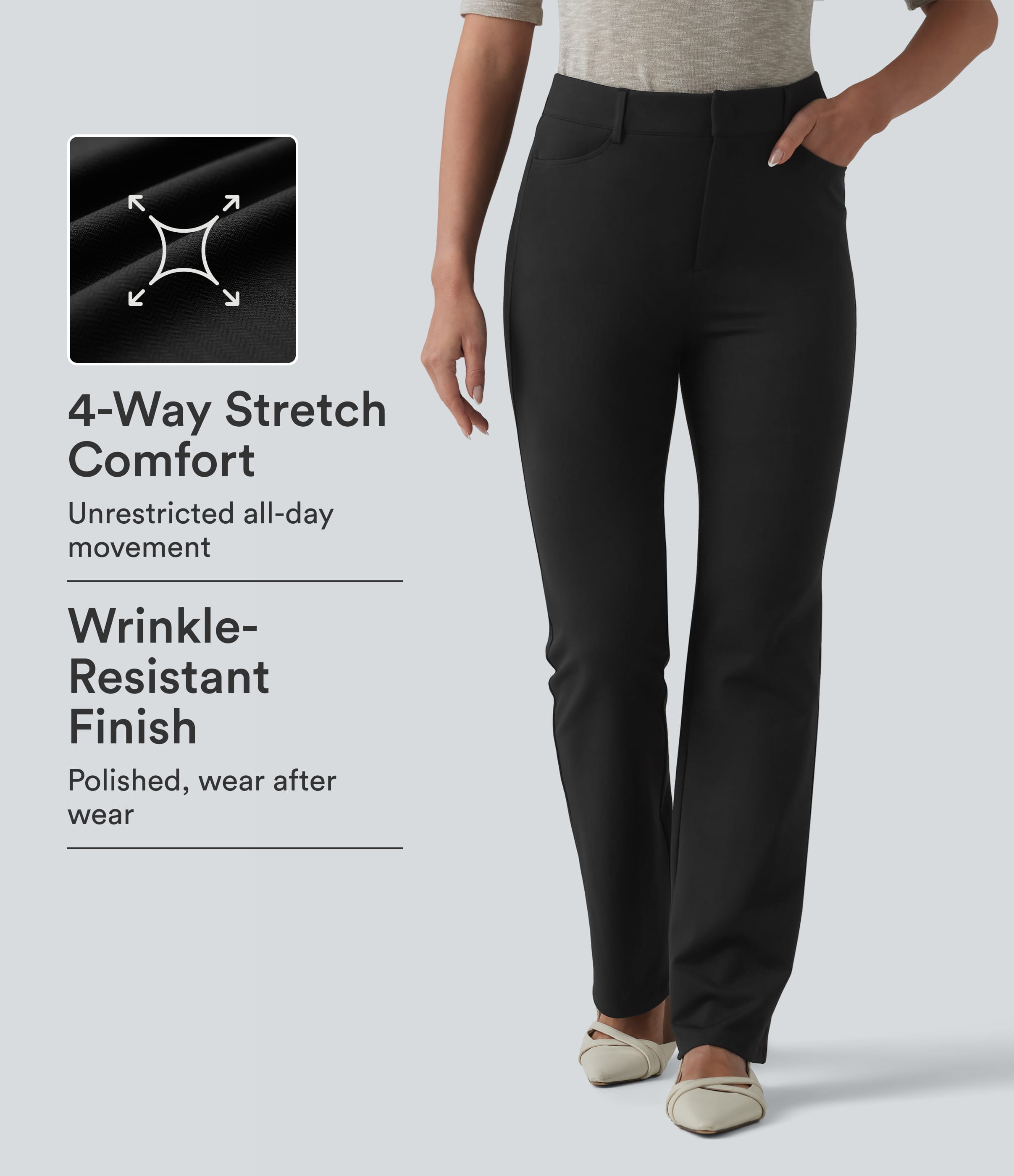 Halara Flex™ High-waisted Herringbone Work Bootcut Pants with Pockets