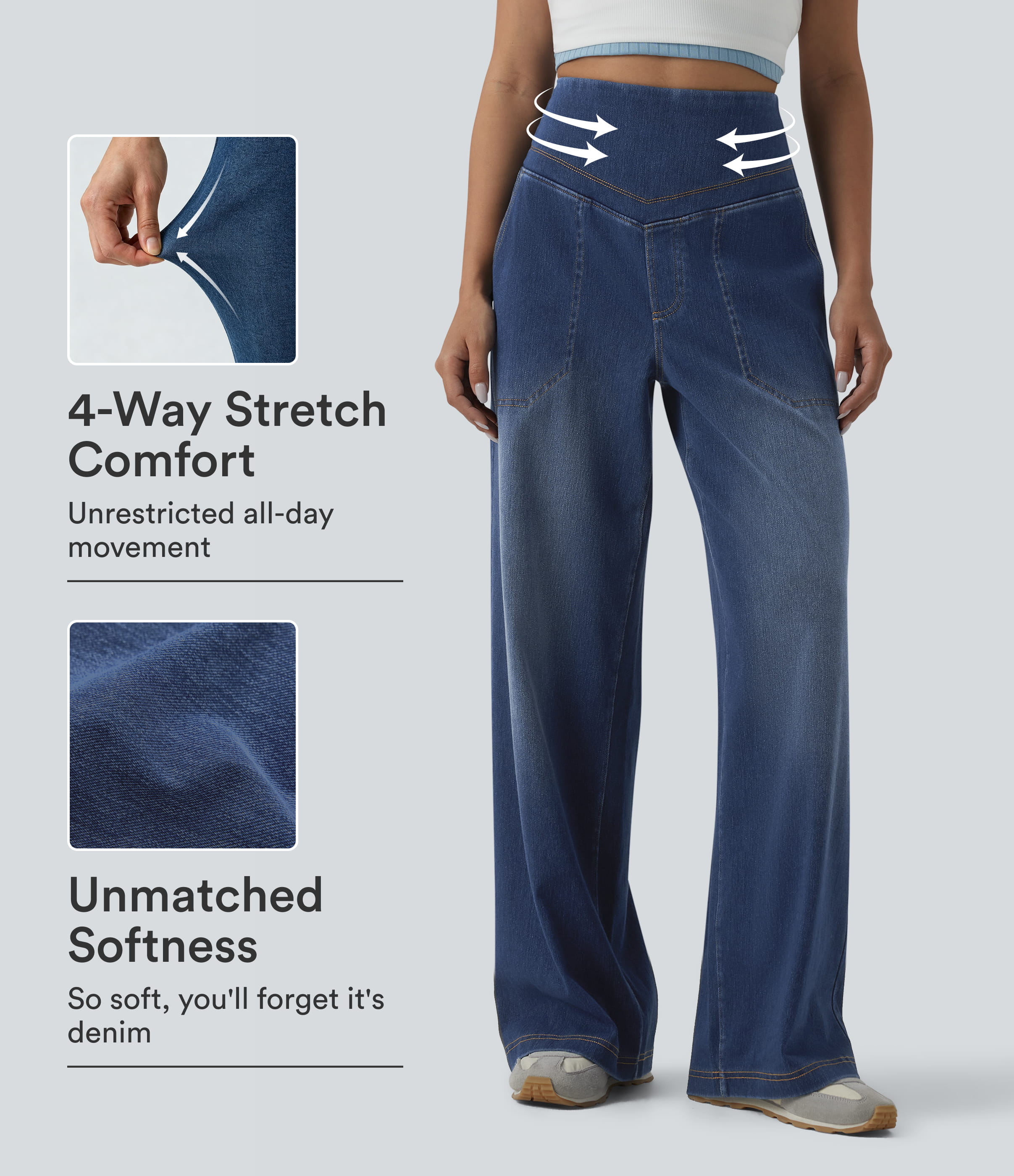 Halara Flex™ High Waisted Tummy Control Casual Baggy Jeans with Pockets